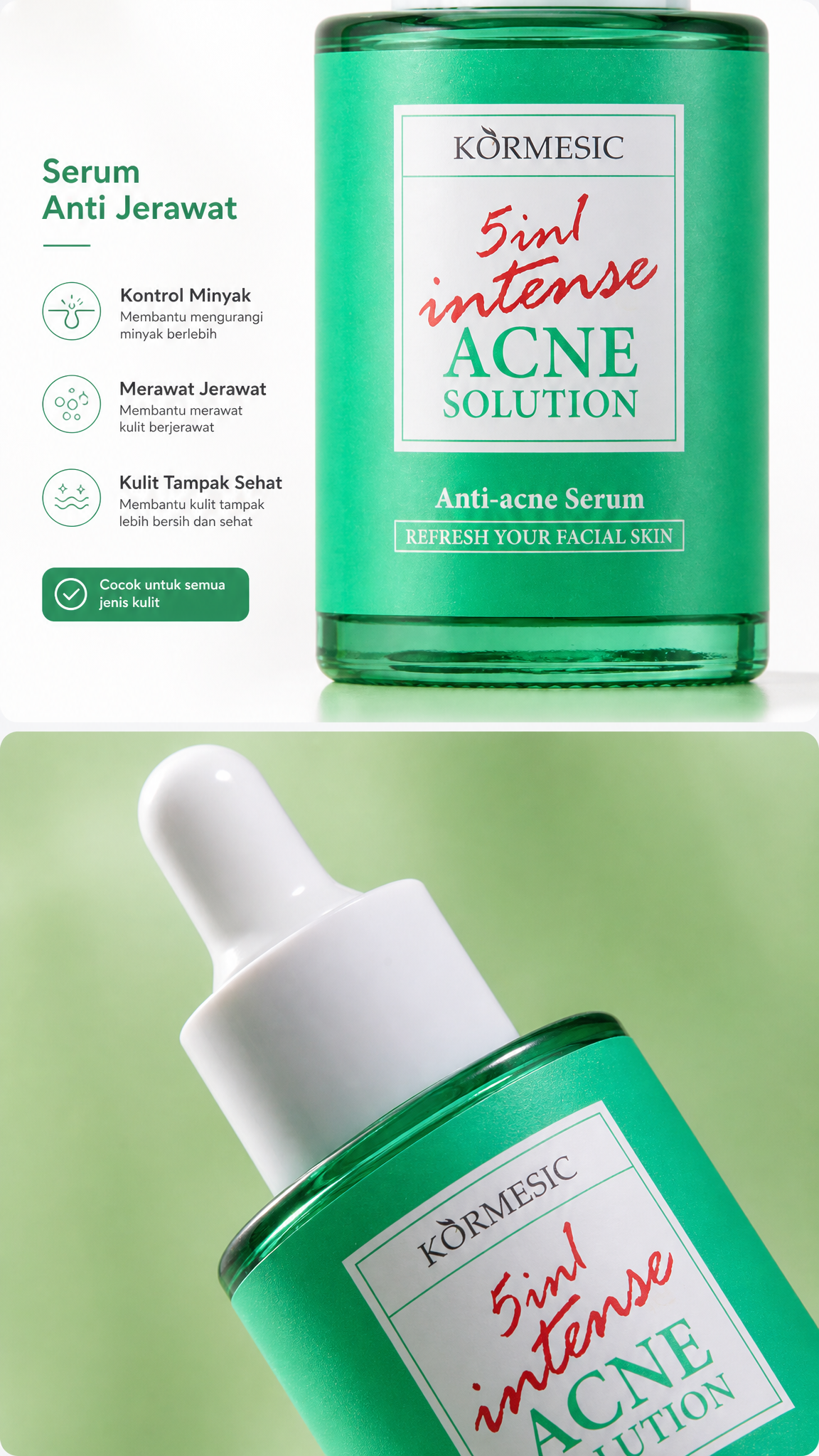 KORMESIC 5in1 Intense Acne Solution Serum - Serum Anti Acne Penghilang Jerawat & Bekas Jerawat