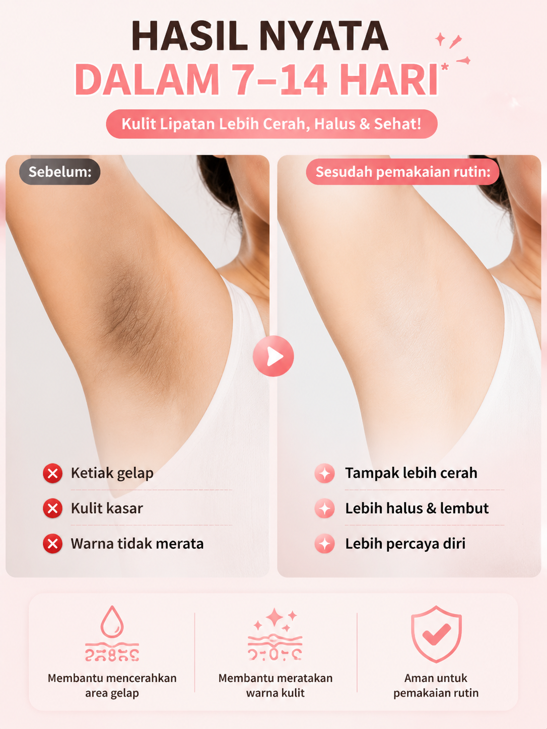 Kojic Acid Pemutih Ketiak Pemutih Selangkangan 50ml Memutihkan Ketiak dan Leher Pantat Pemutih Lutut Hitam Dan Siku,Krim Pencerah Lipatan Kusam