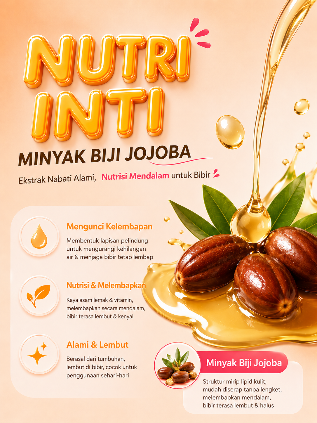 Lip Balm Pelembab Bibir Kering & Pecah-Pecah - Serum Masker Pencerah Bibir Hitam Jojoba Oil Petrolatum BPOM