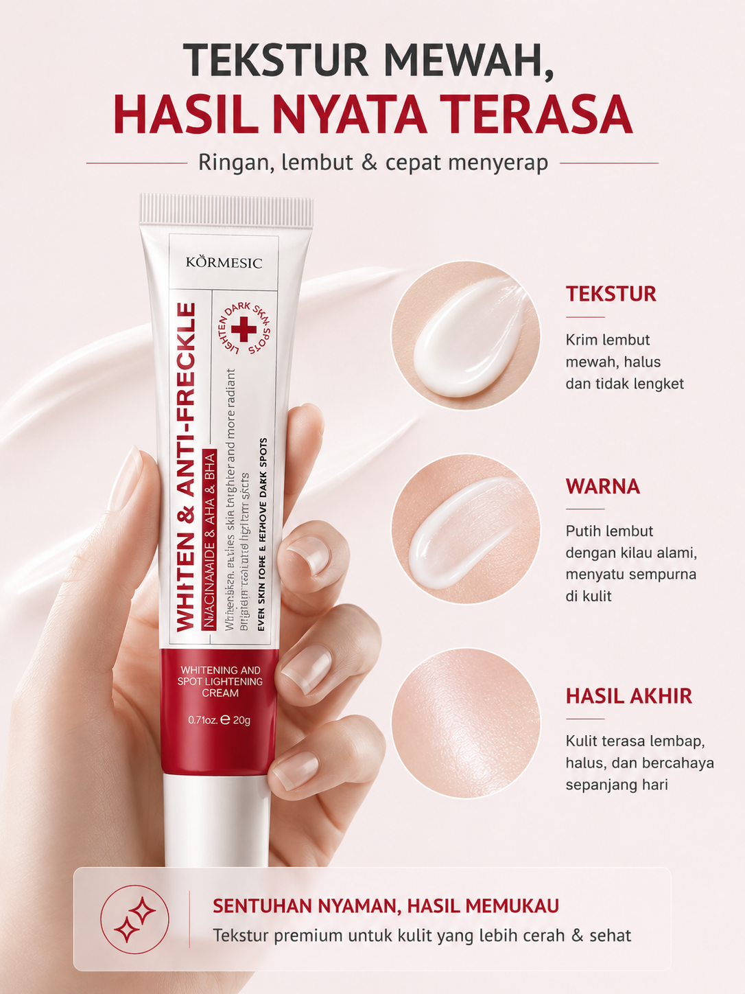 Krim Penghilang Flek Hitam Membandel & Bekas Jerawat - Whitening Spot Lightening Cream Niacinamide Alpha Arbutin AHA BHA BPOM Mencerahkan Kulit Kusam