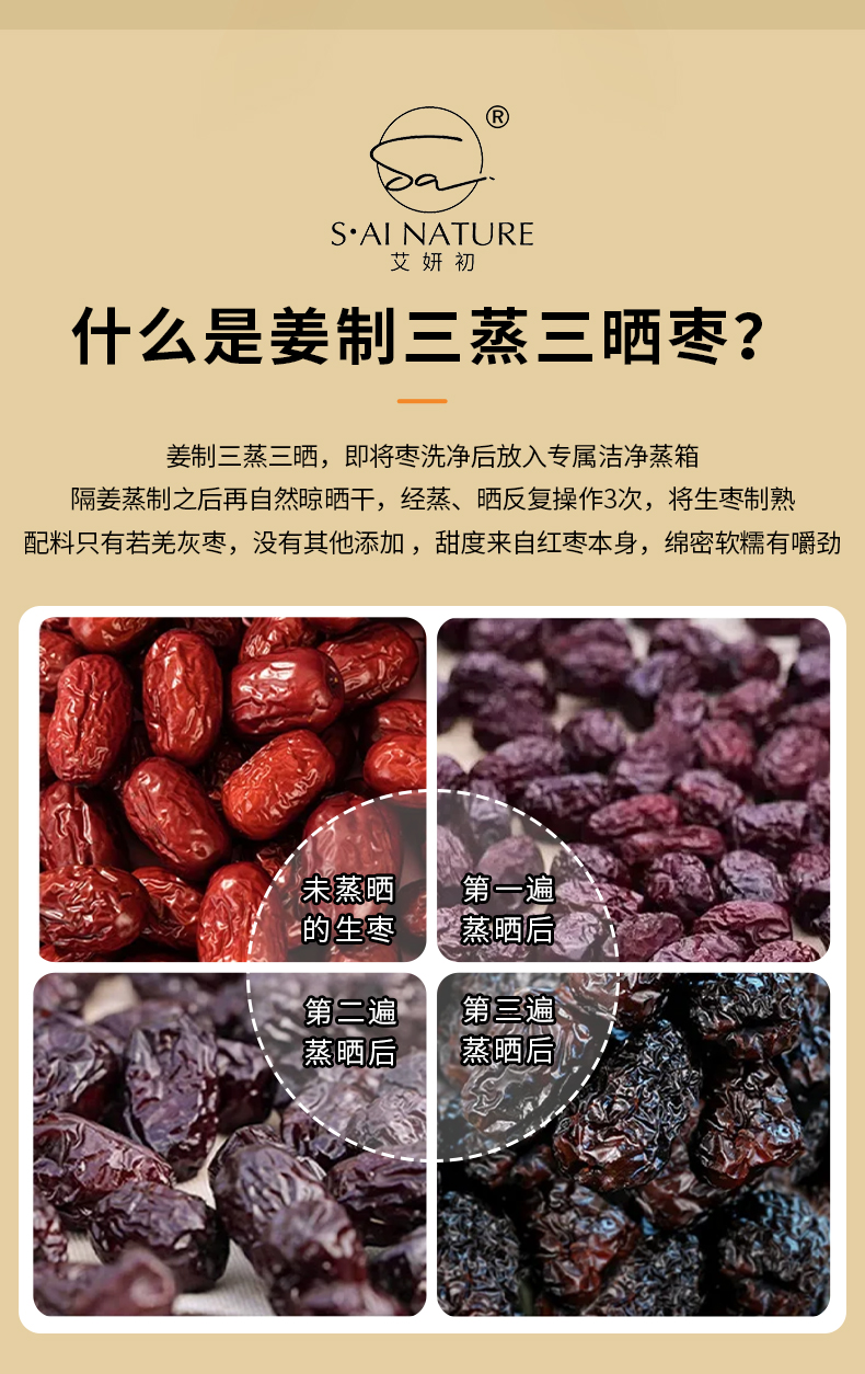 三蒸三曬薑制棗 Three-times Steamed and Sun-dried Ginger-processed Red Jujubes
