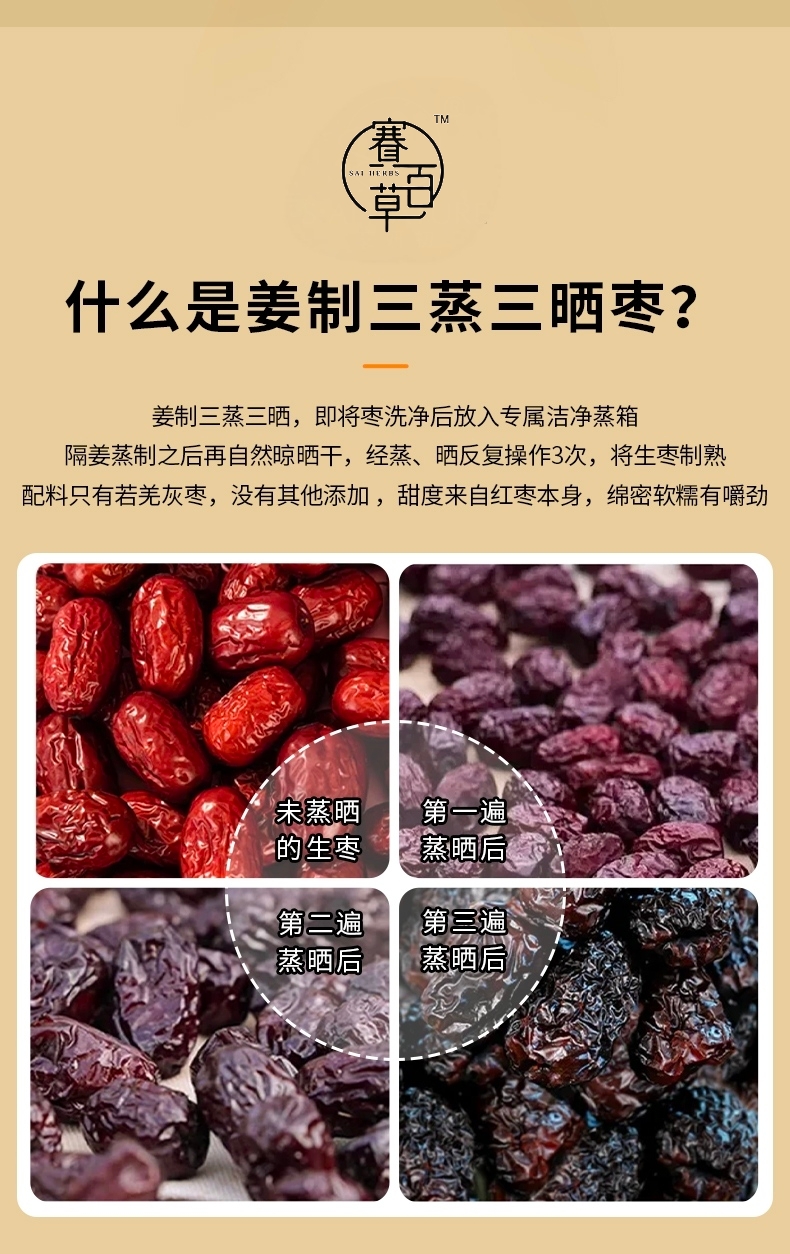 三蒸三曬薑制棗 Three-times Steamed and Sun-dried Ginger-processed Red Jujubes