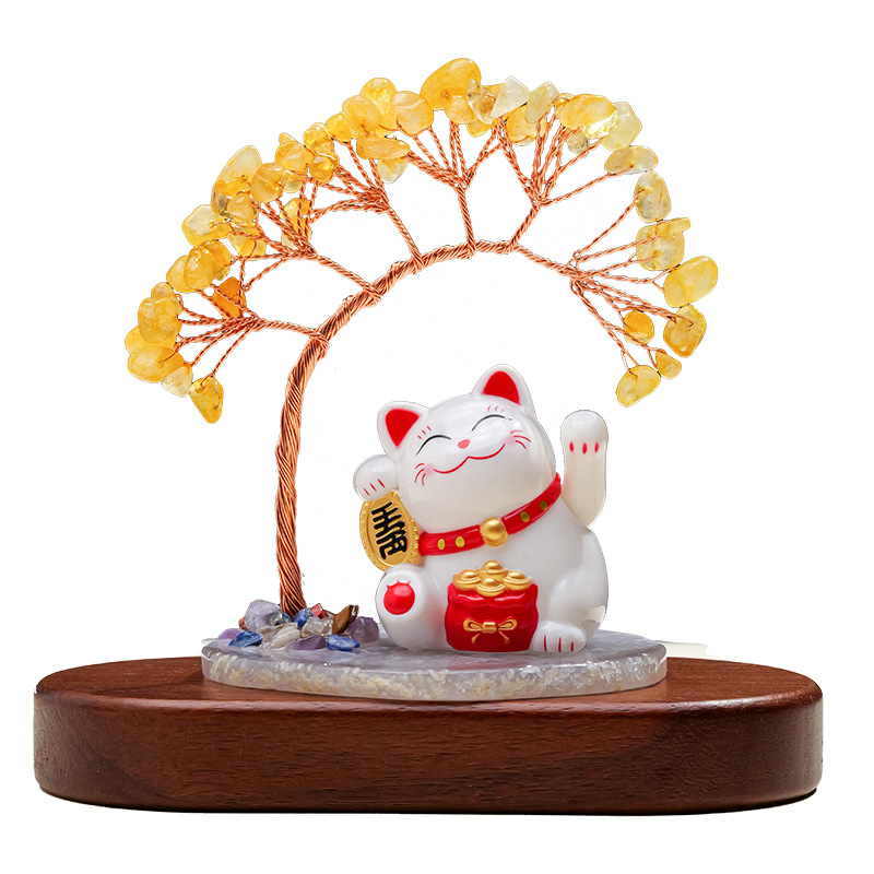 太陽能招財貓水晶搖錢樹