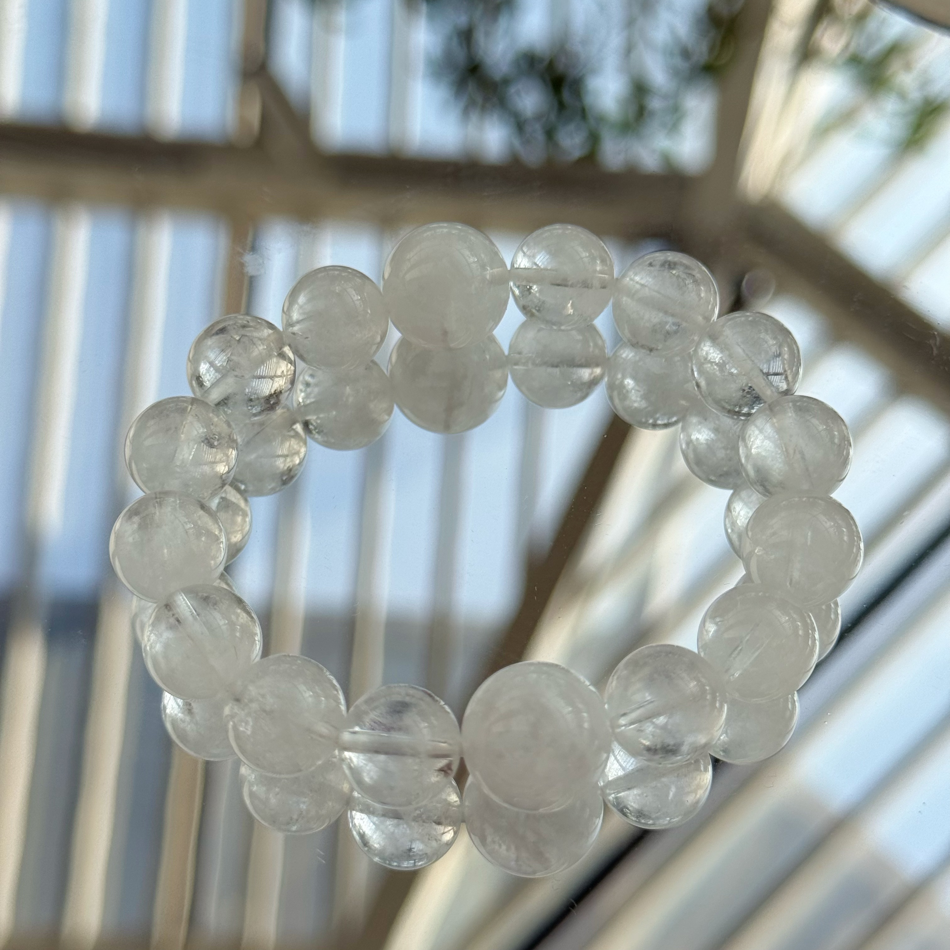 白雪花幽靈白阿賽水晶手珠