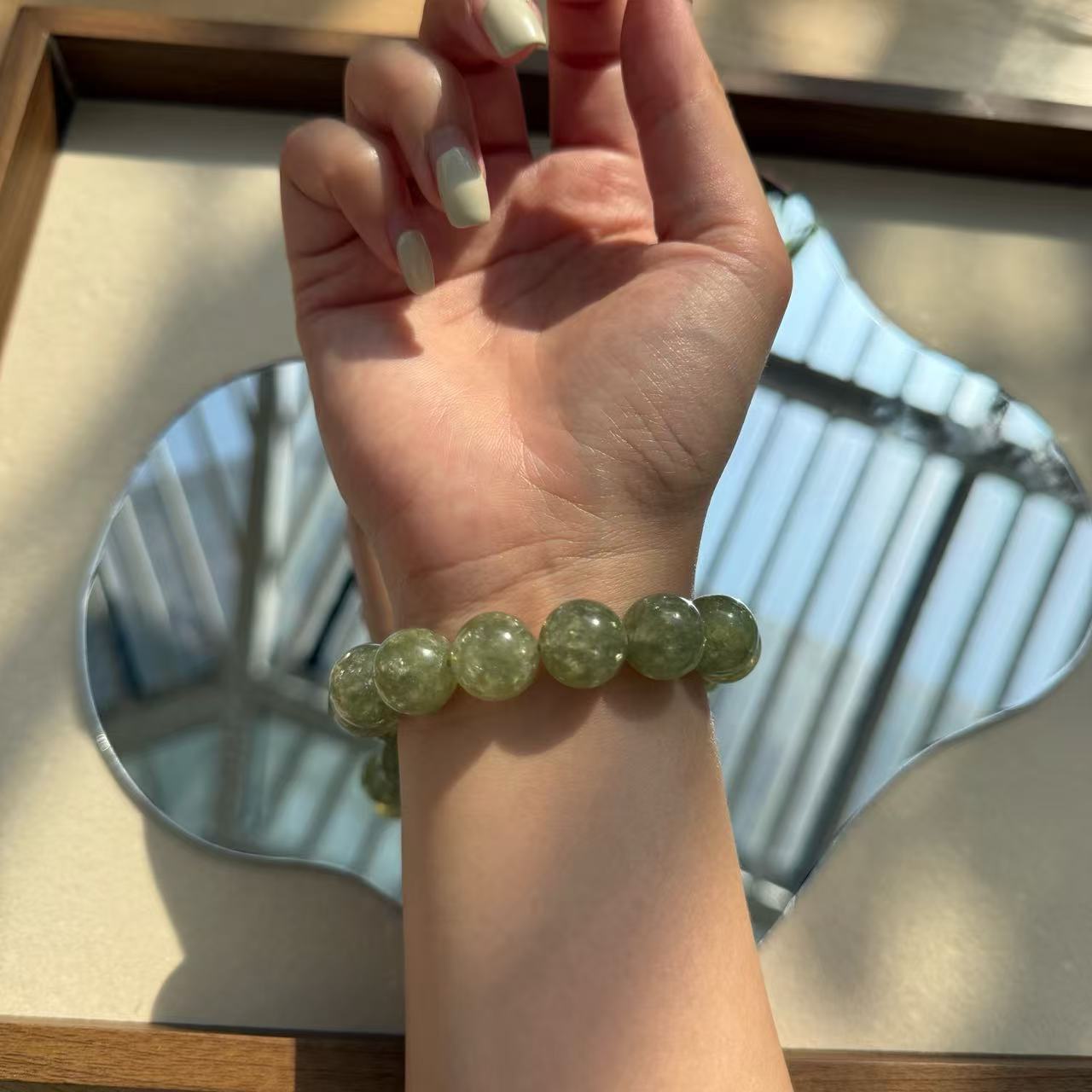 滿星光綠祖母晶單圈手串 天然綠鋰雲母招財水晶手珠