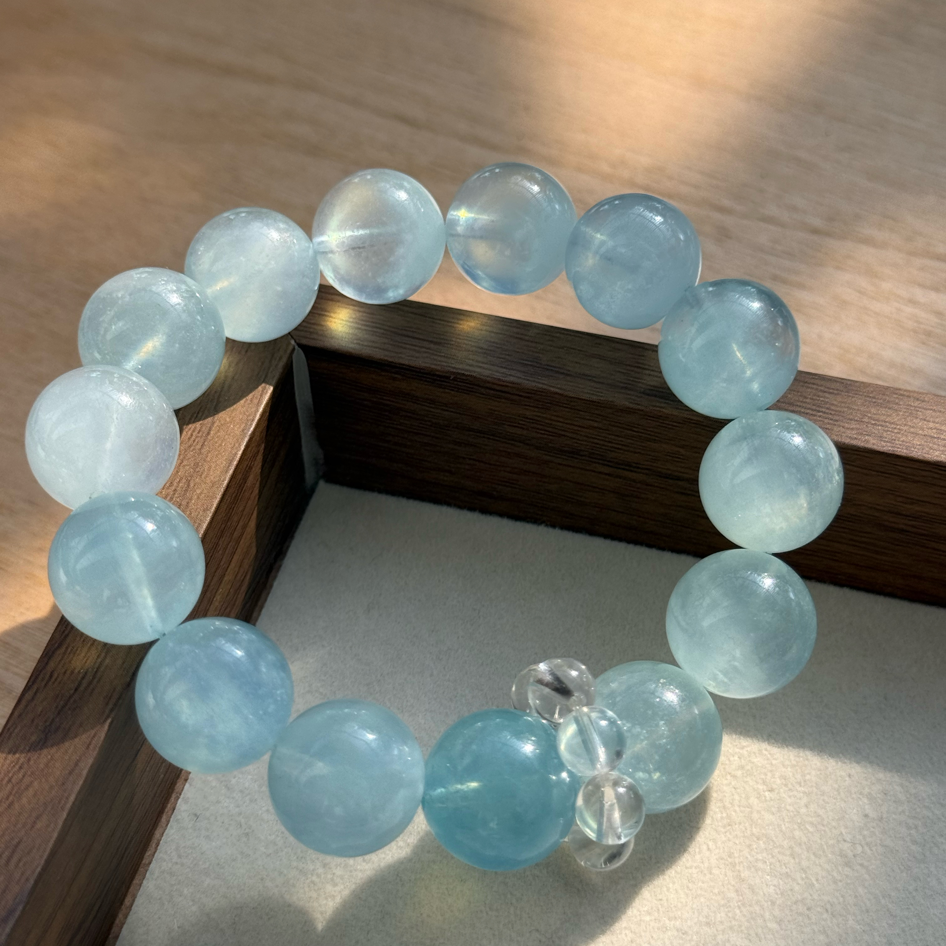 冰透奶油海藍寶 DIY 多寶手串 天然舒壓溝通水晶手珠