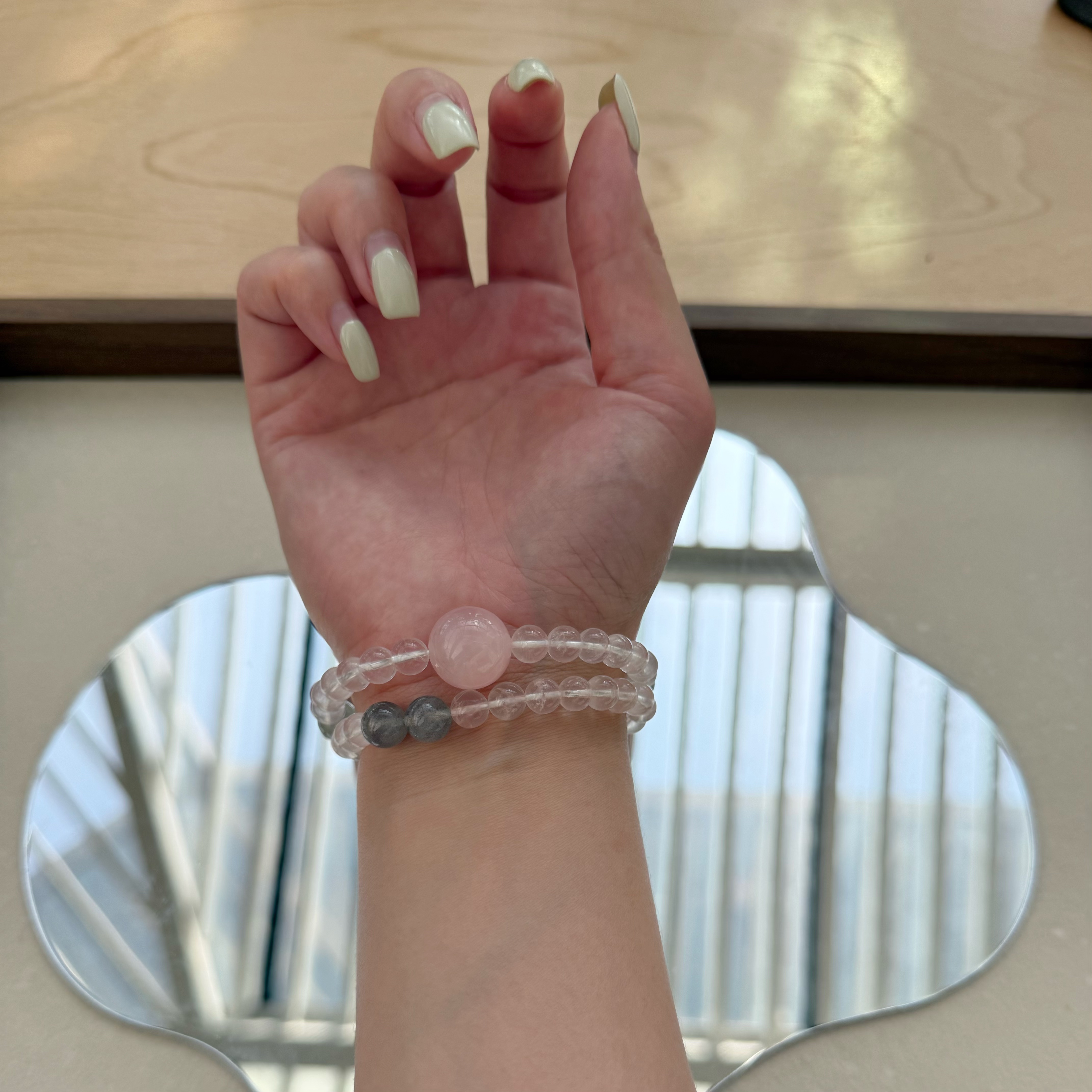 雙圈粉水晶多寶水晶手串