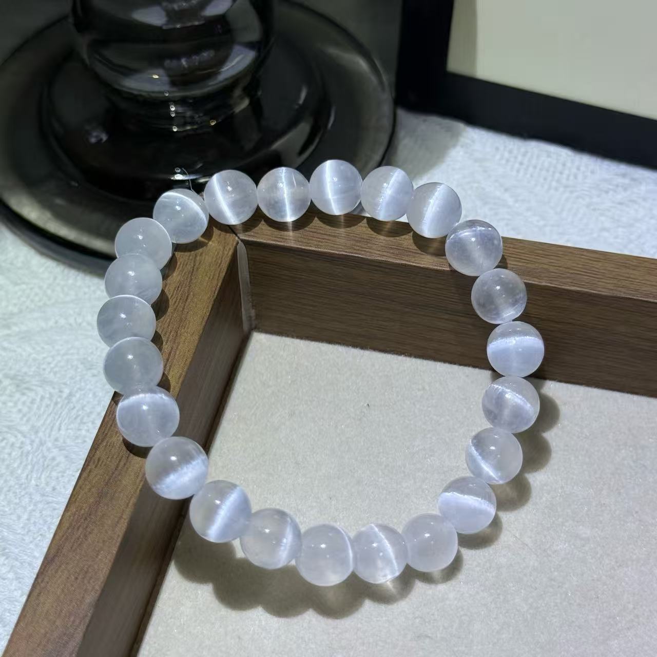 石膏石白貓眼手珠
