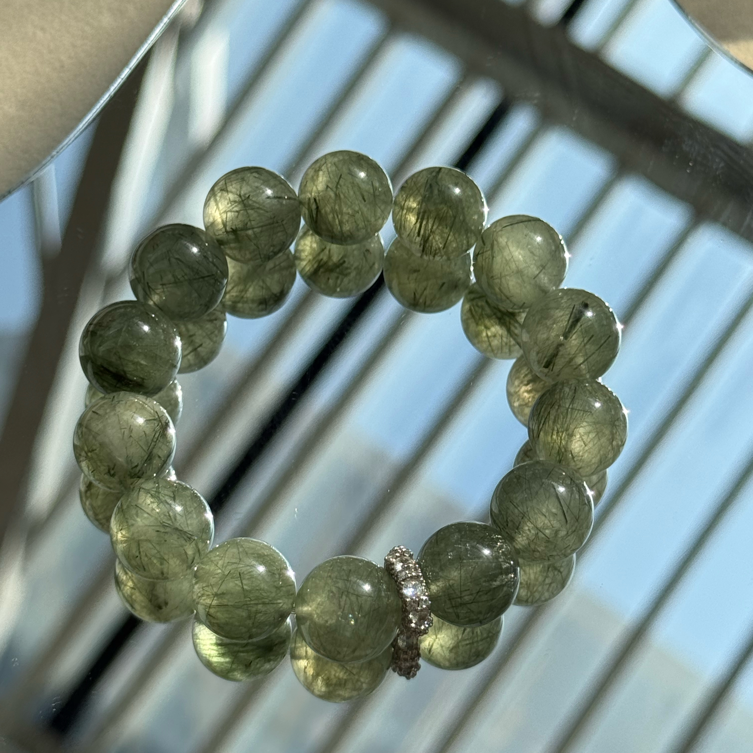 DIY綠髮晶水晶手串