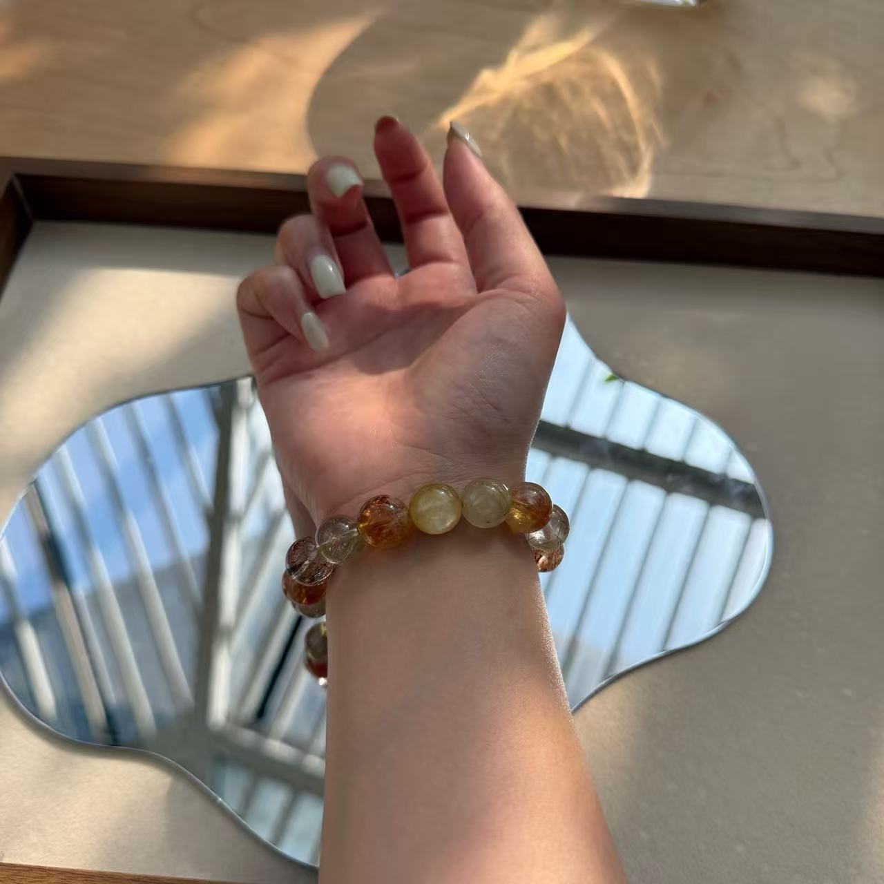 滿絲鈦髮晶聚財多寶手串