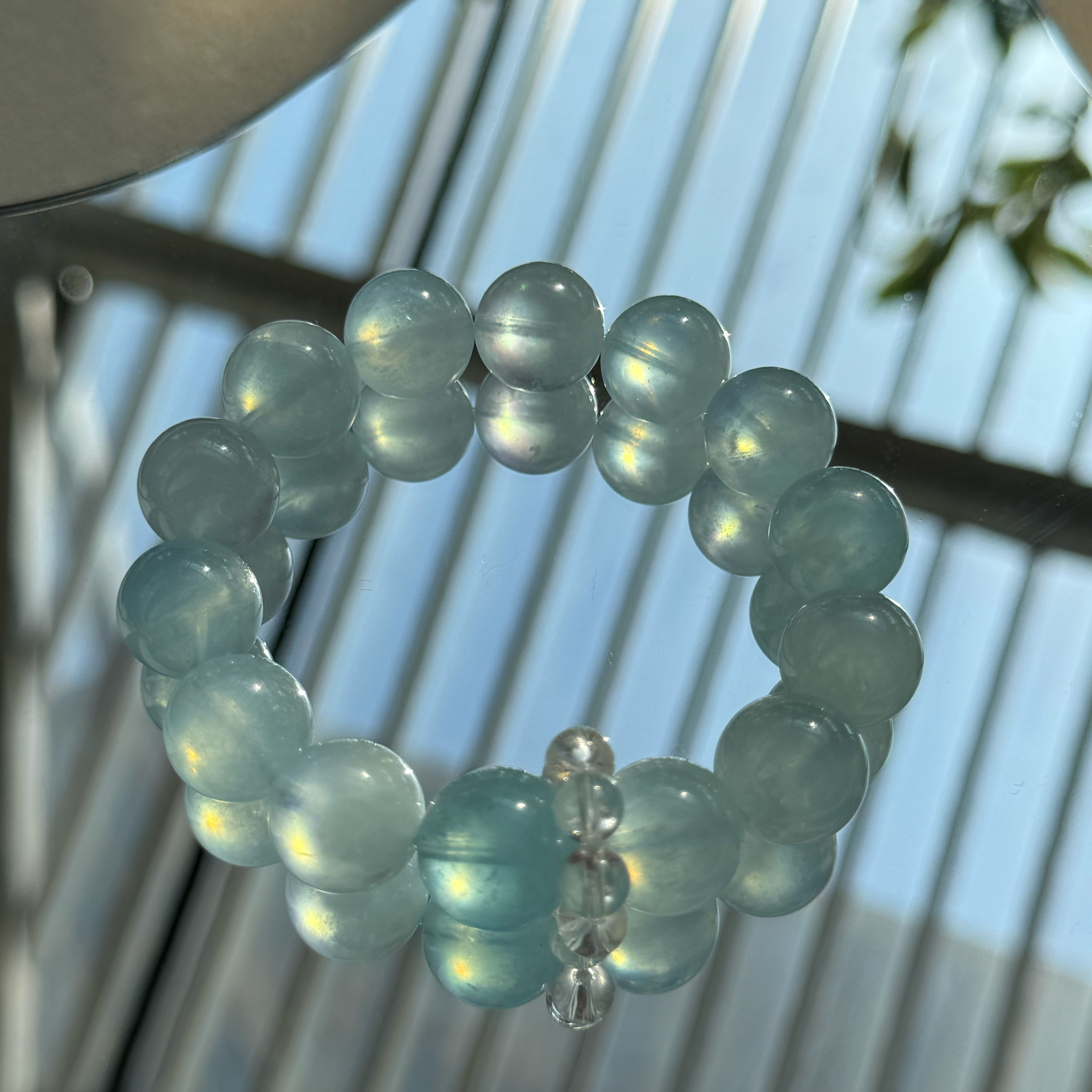 冰透奶油海藍寶 DIY 多寶手串 天然舒壓溝通水晶手珠