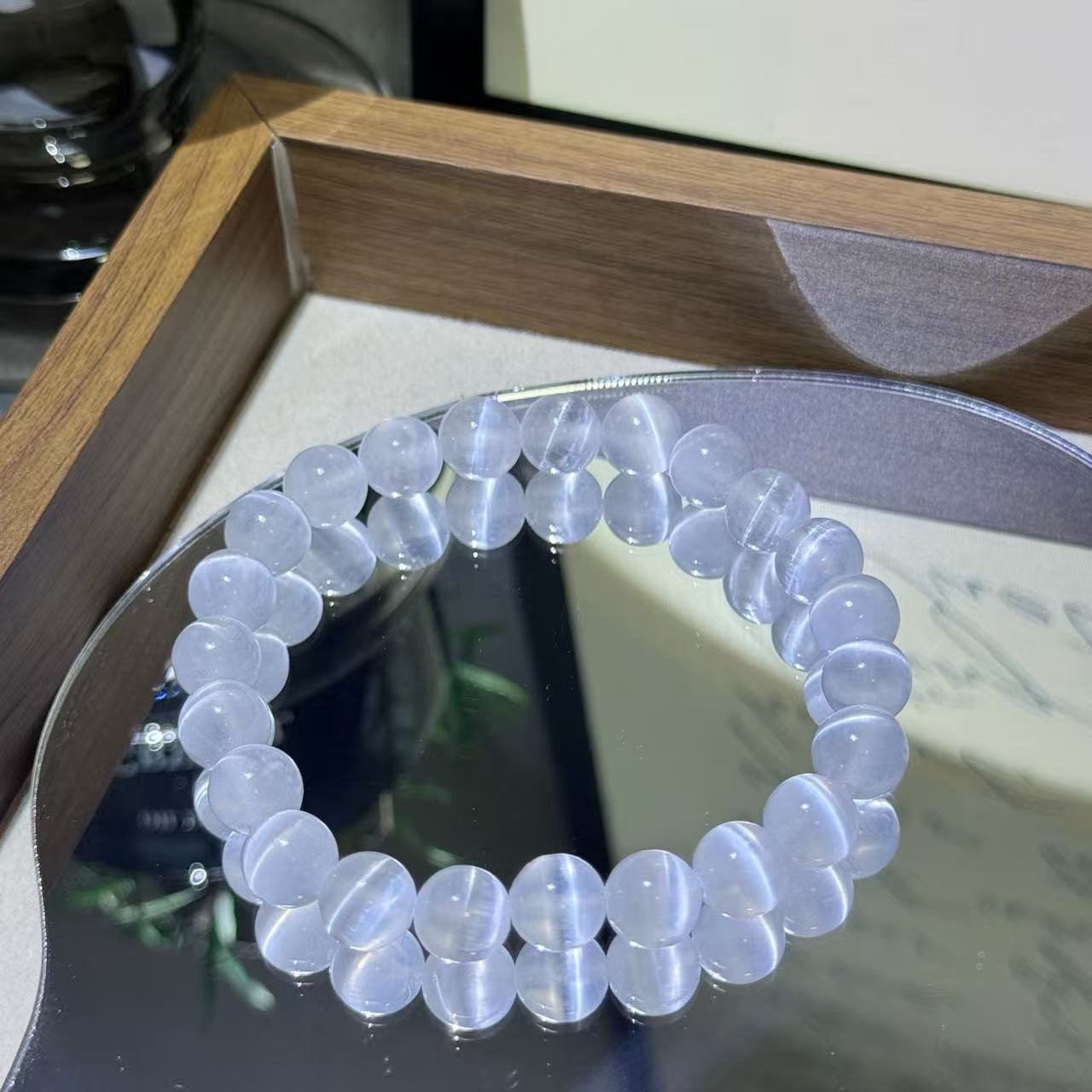 石膏石白貓眼手珠