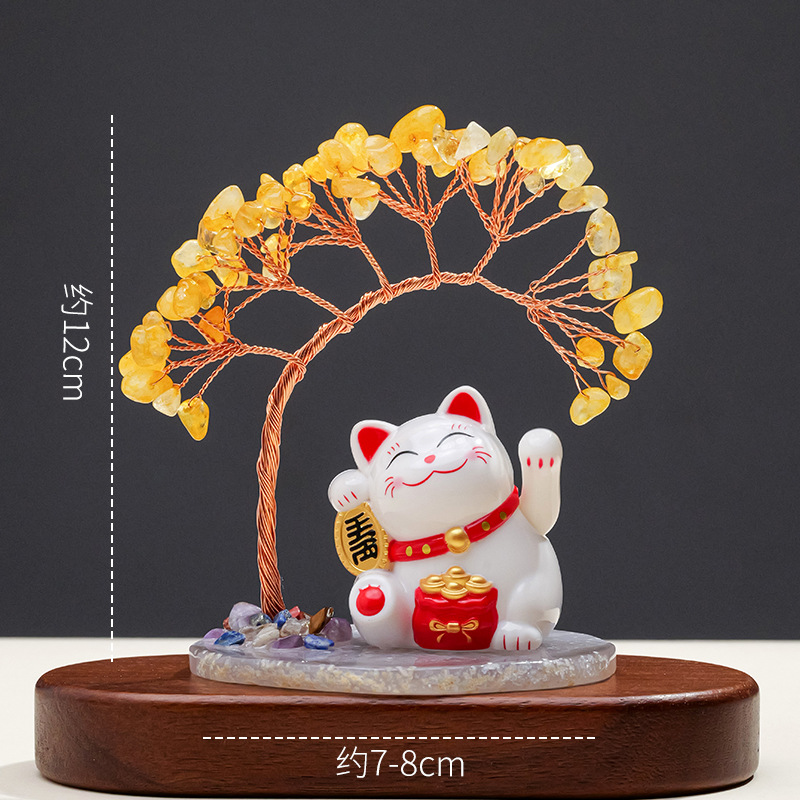 太陽能招財貓水晶搖錢樹