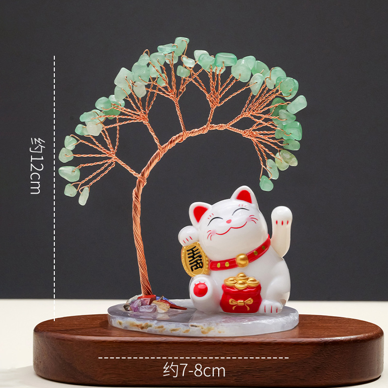 太陽能招財貓水晶搖錢樹