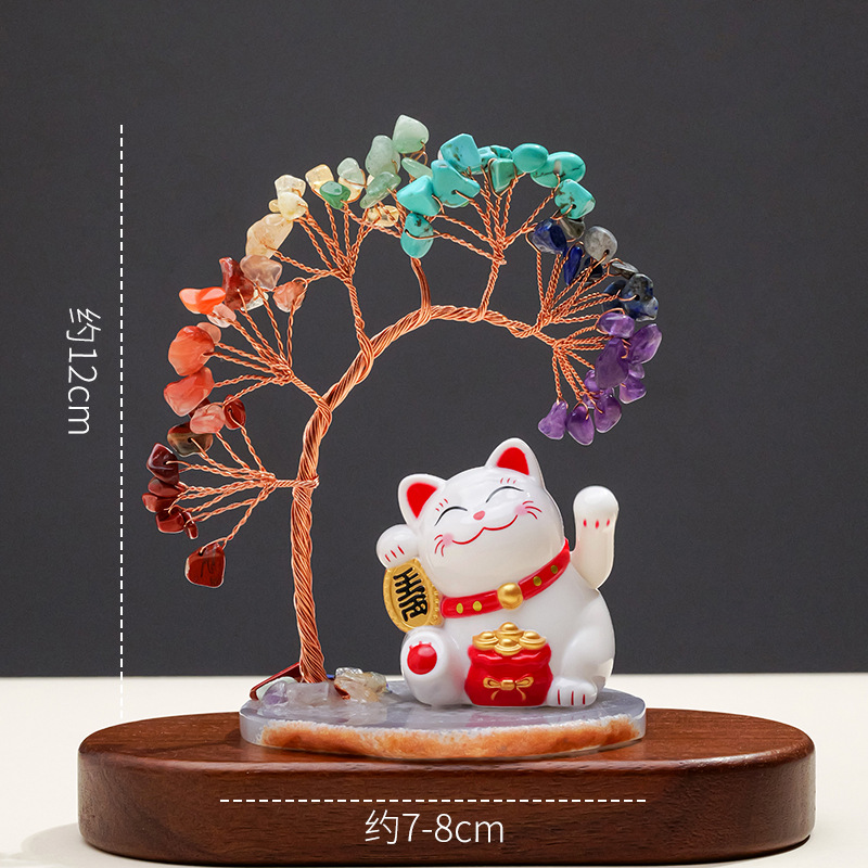 太陽能招財貓水晶搖錢樹