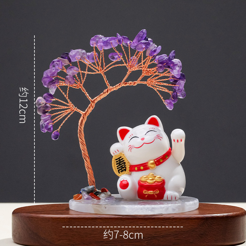 太陽能招財貓水晶搖錢樹
