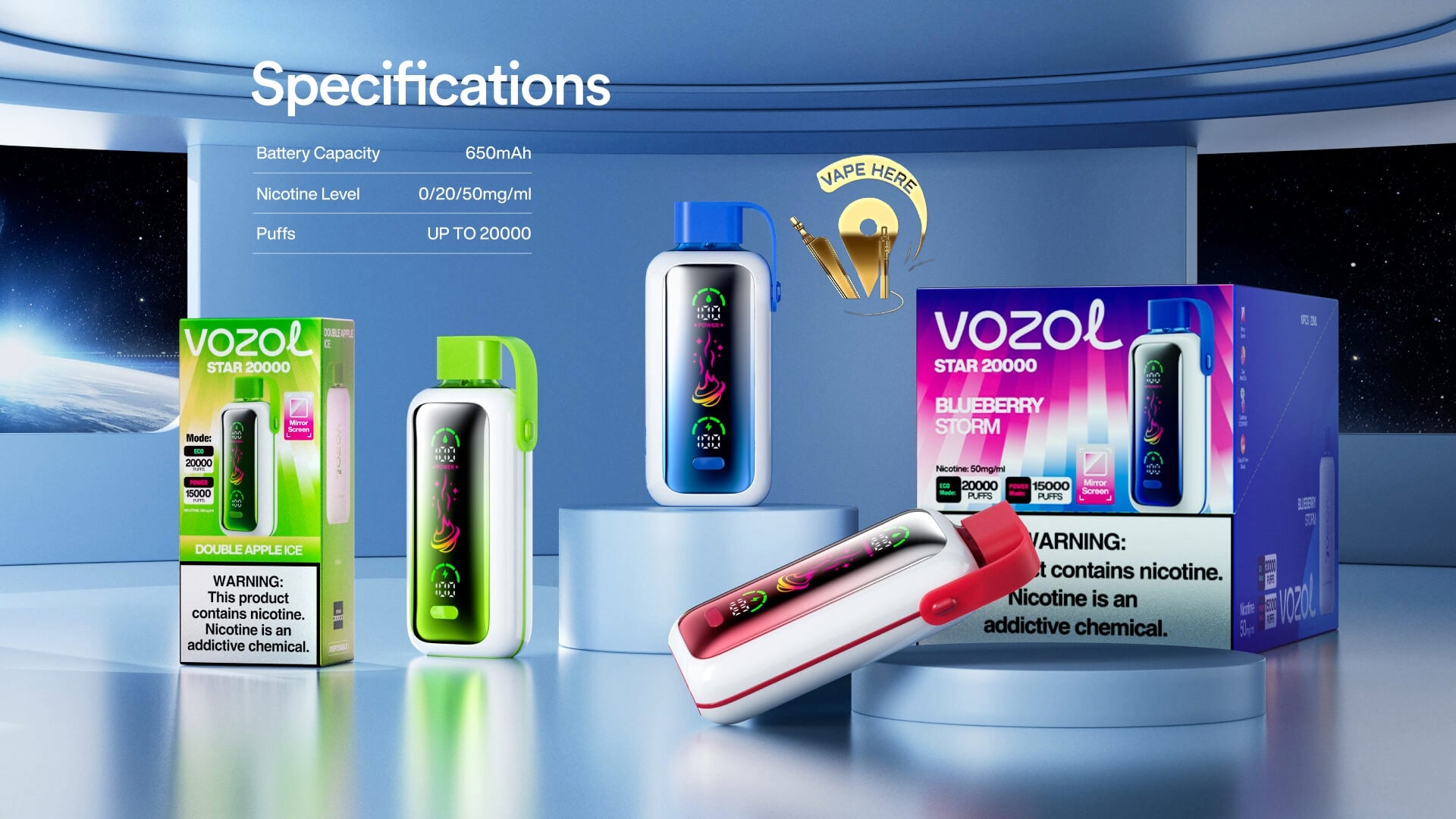 VOZOL STAR 20000 PUFFS DISPOSABLE VAPE UAE Umm Al Quwain