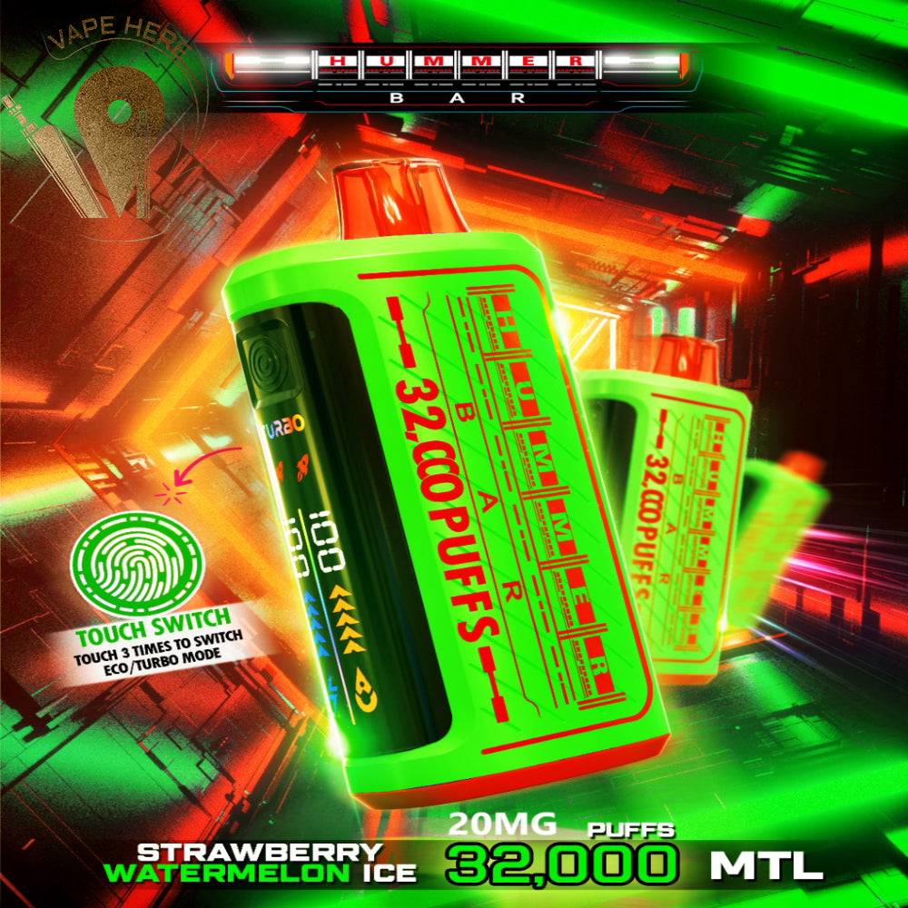 Hummer Bar 32000 Puffs Disposable Vape Touch Switch Strawberry Watermelon Ice UAE Dubai