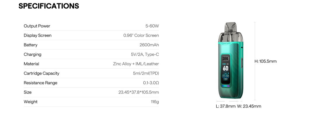 Oxva V Prime Vape Kit 60W 2600mAh UAE Ras Al Khaimah