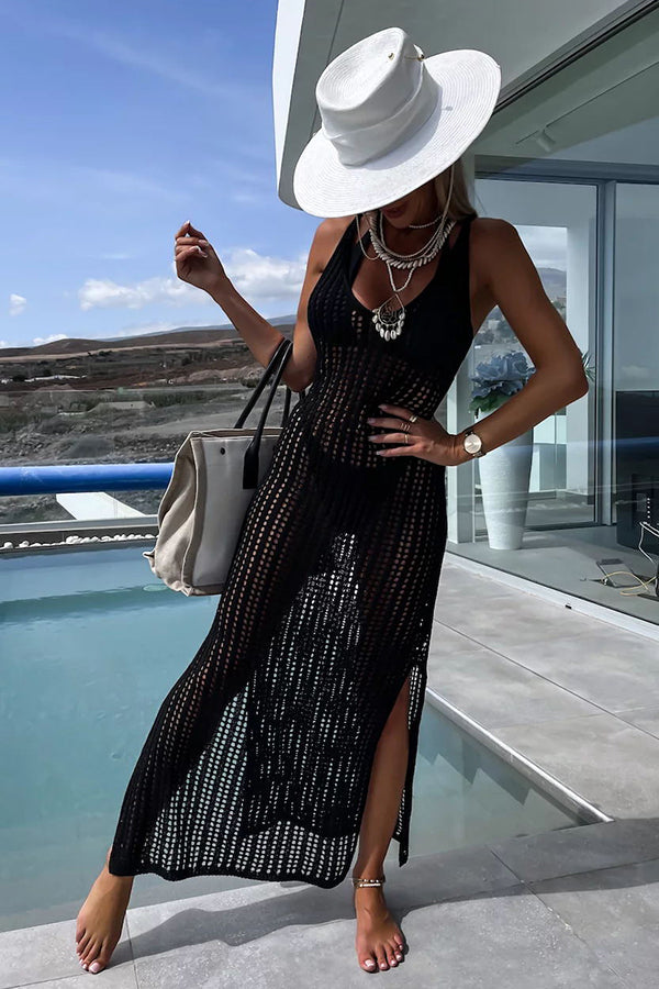 Deserted Island Плетиво на една кука Cross Back Cover Up Maxi Dress