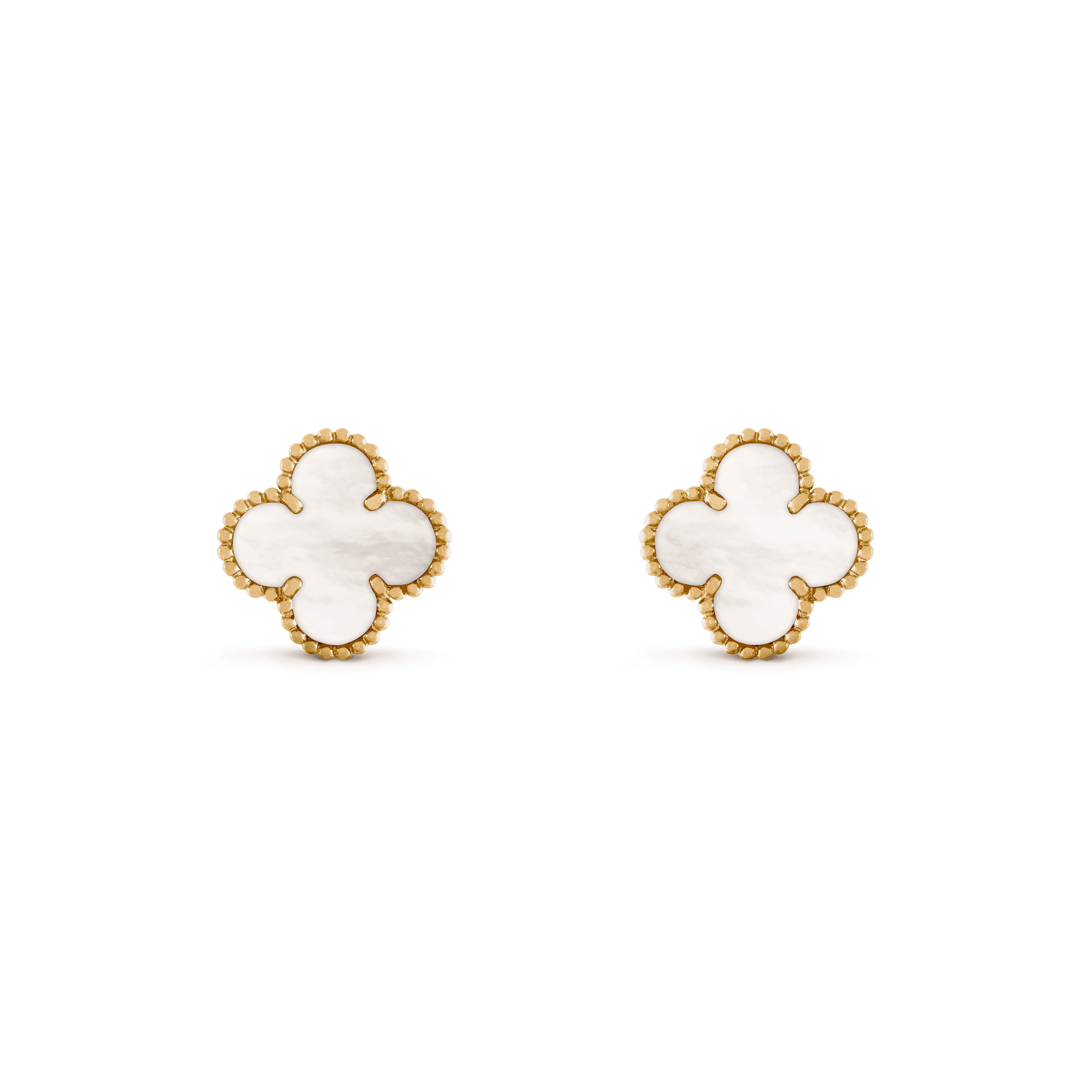 ヴィンテージ アルハンブラ イヤリング, イエローゴールド, マザー オブ パール: 2 石, Front, Jewelry Earrings