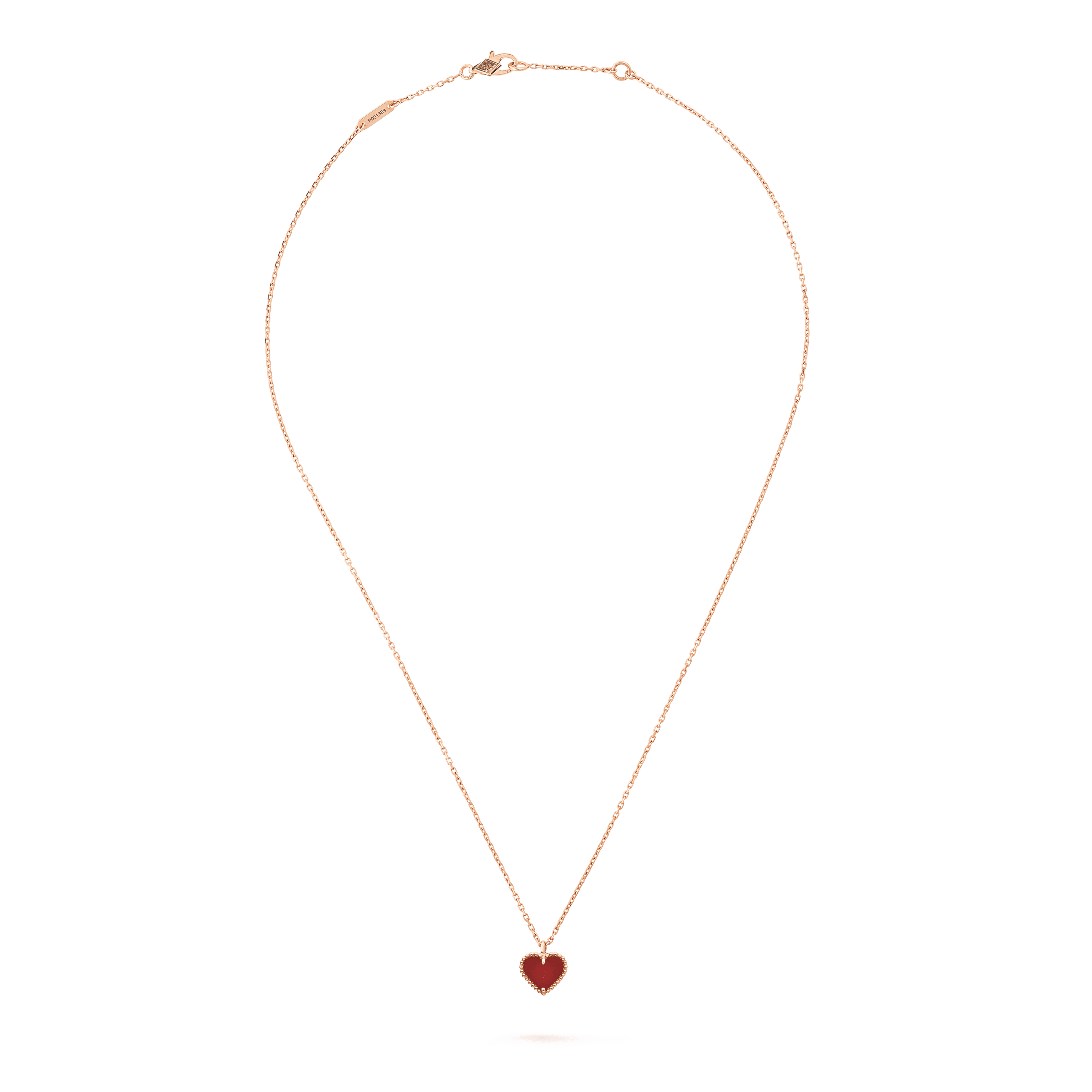 スウィート アルハンブラ ハート ペンダント, ローズ ゴールド, カーネリアン: 1 石, Front, Jewelry Pendent