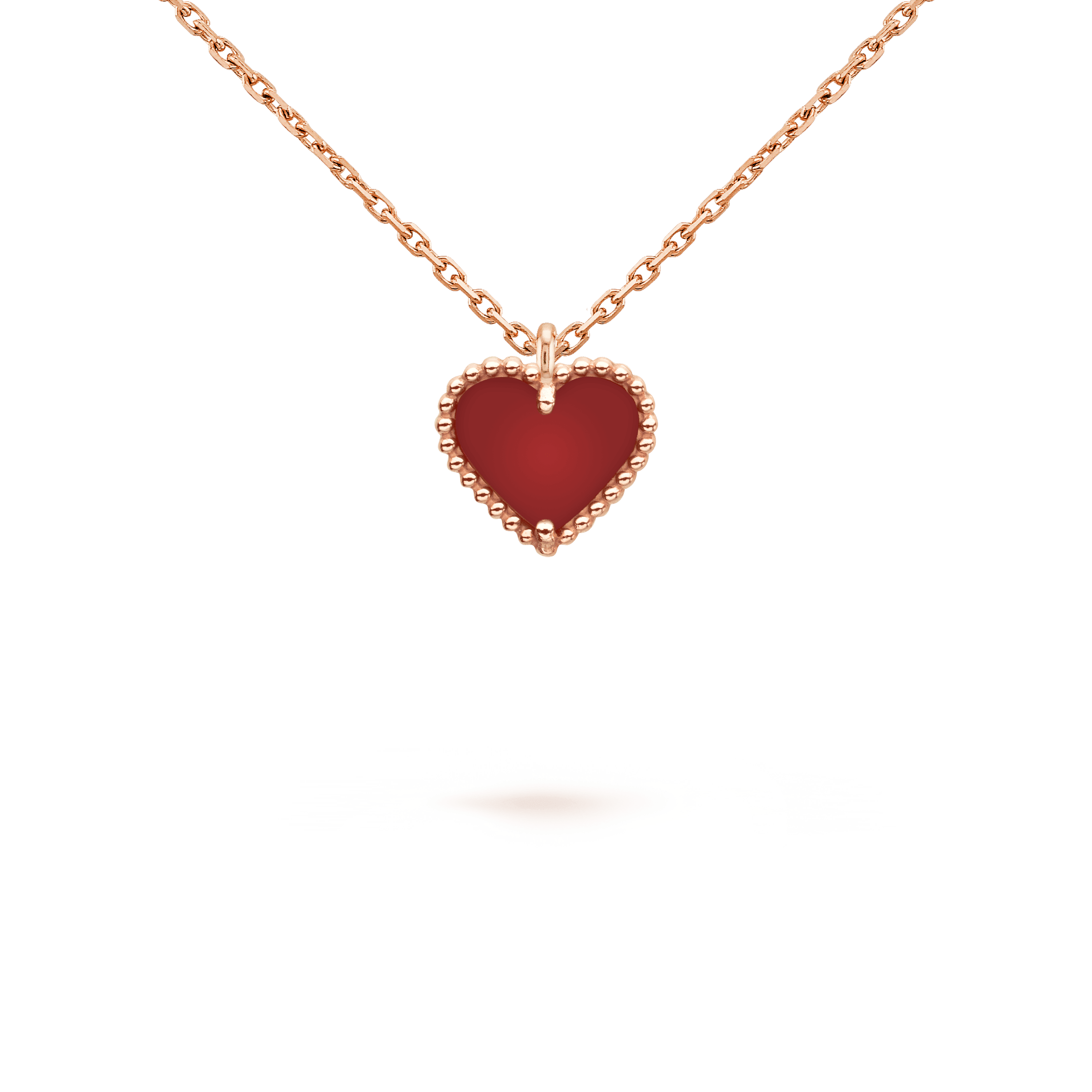 スウィート アルハンブラ ハート ペンダント, ローズ ゴールド, カーネリアン: 1 石, Detail, Jewelry Pendent