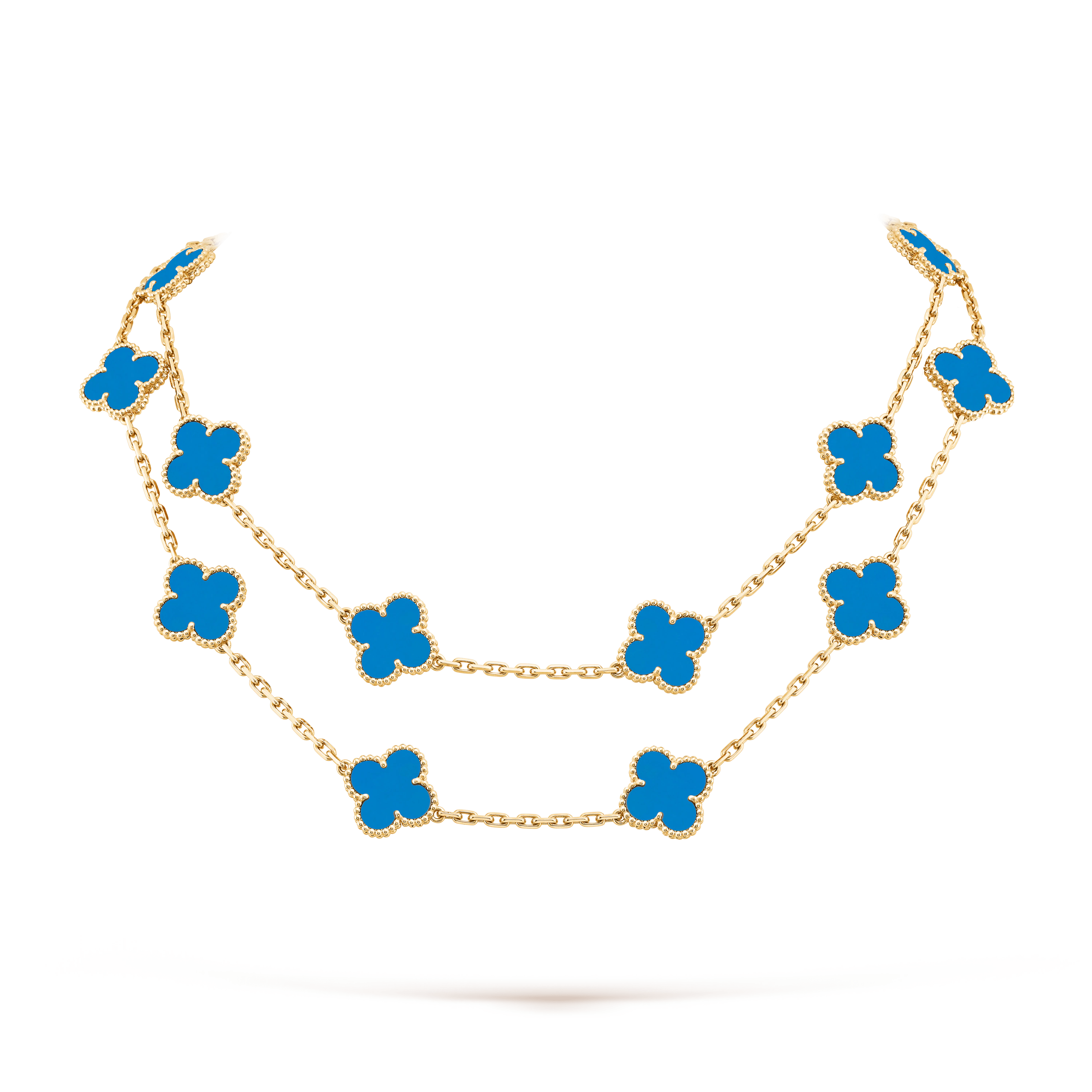 ヴィンテージ アルハンブラ ロングネックレス、20 モチーフ, イエローゴールド, アゲート: 20 石, Detail, Jewelry Long Necklace