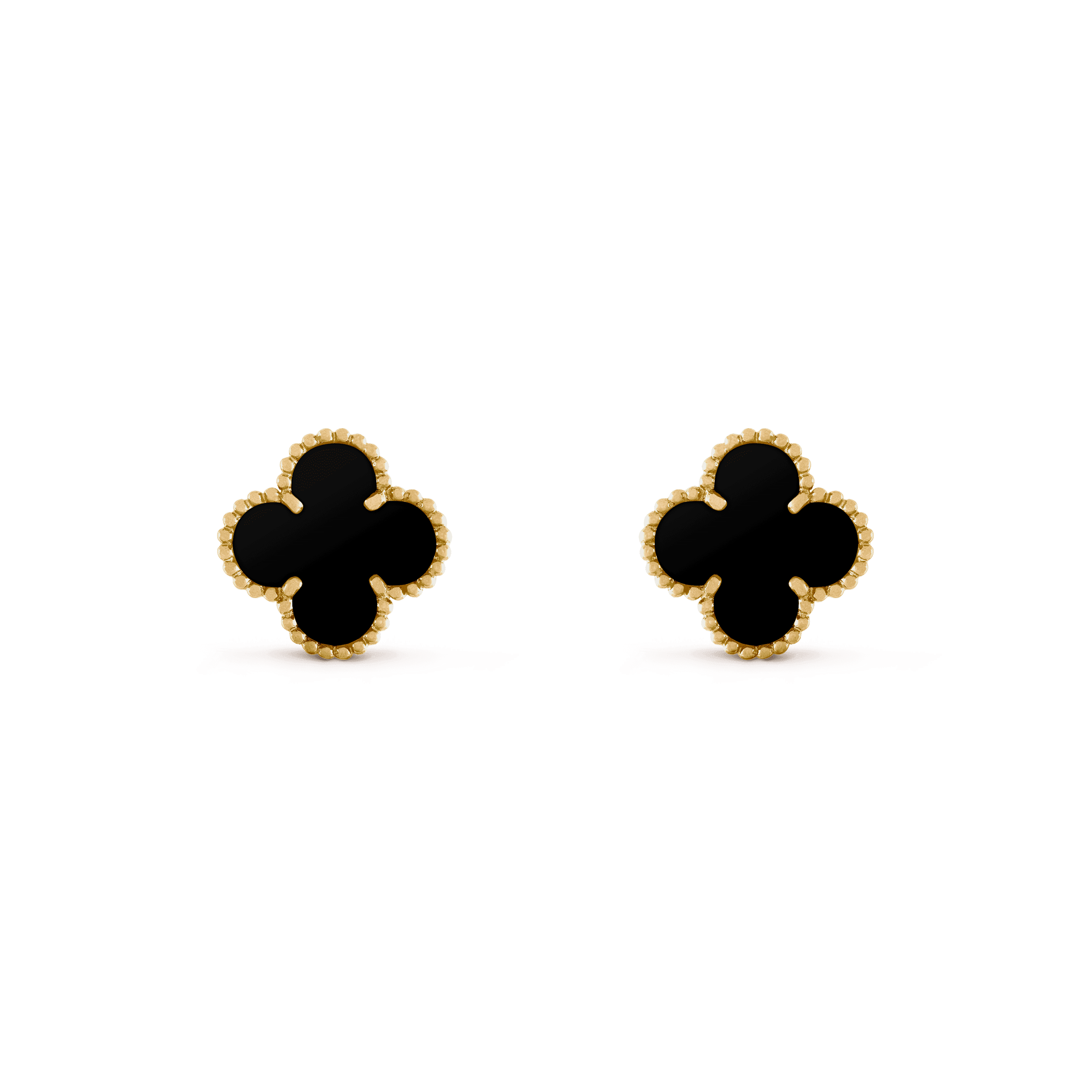 ヴィンテージ アルハンブラ イヤリング, イエローゴールド, オニキス: 2 石, Front, Jewelry Earrings