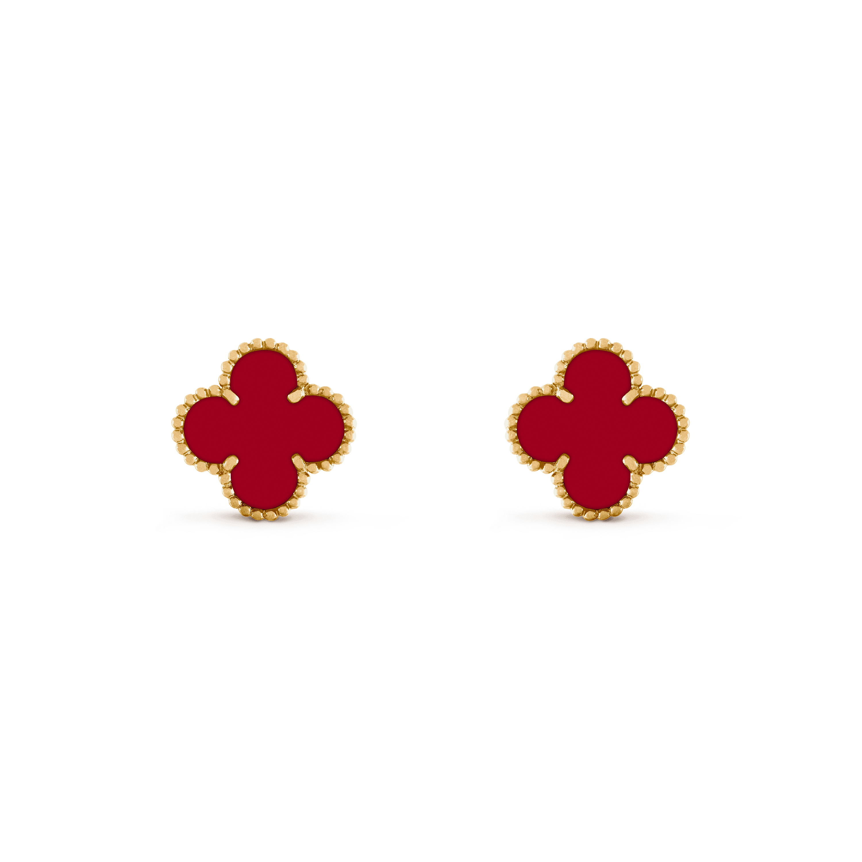 ヴィンテージ アルハンブラ イヤリング, イエローゴールド, カーネリアン: 2 石, Front, Jewelry Earrings