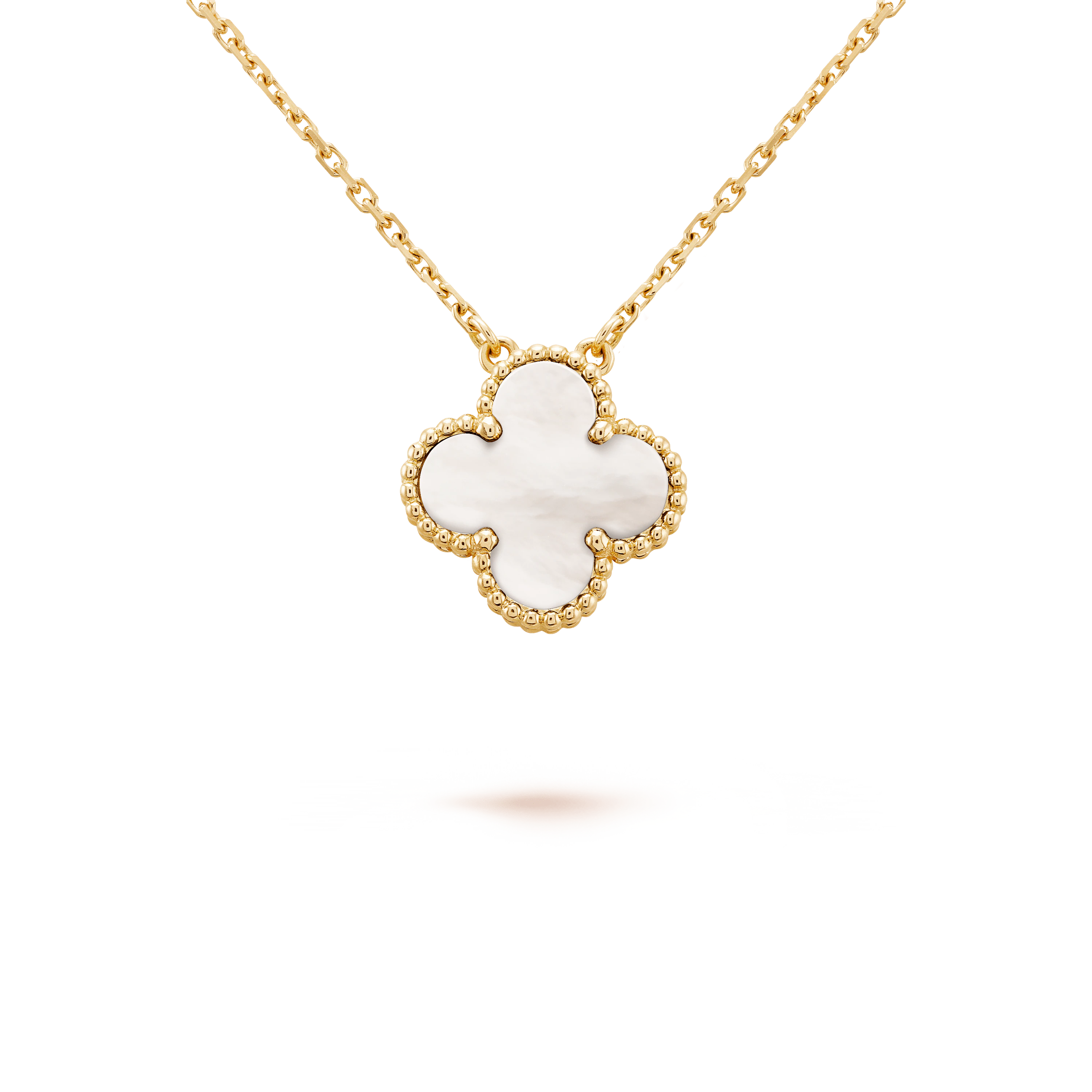 ヴィンテージ アルハンブラ ペンダント, イエローゴールド, マザー オブ パール: 1 石, Detail, Jewelry Pendent