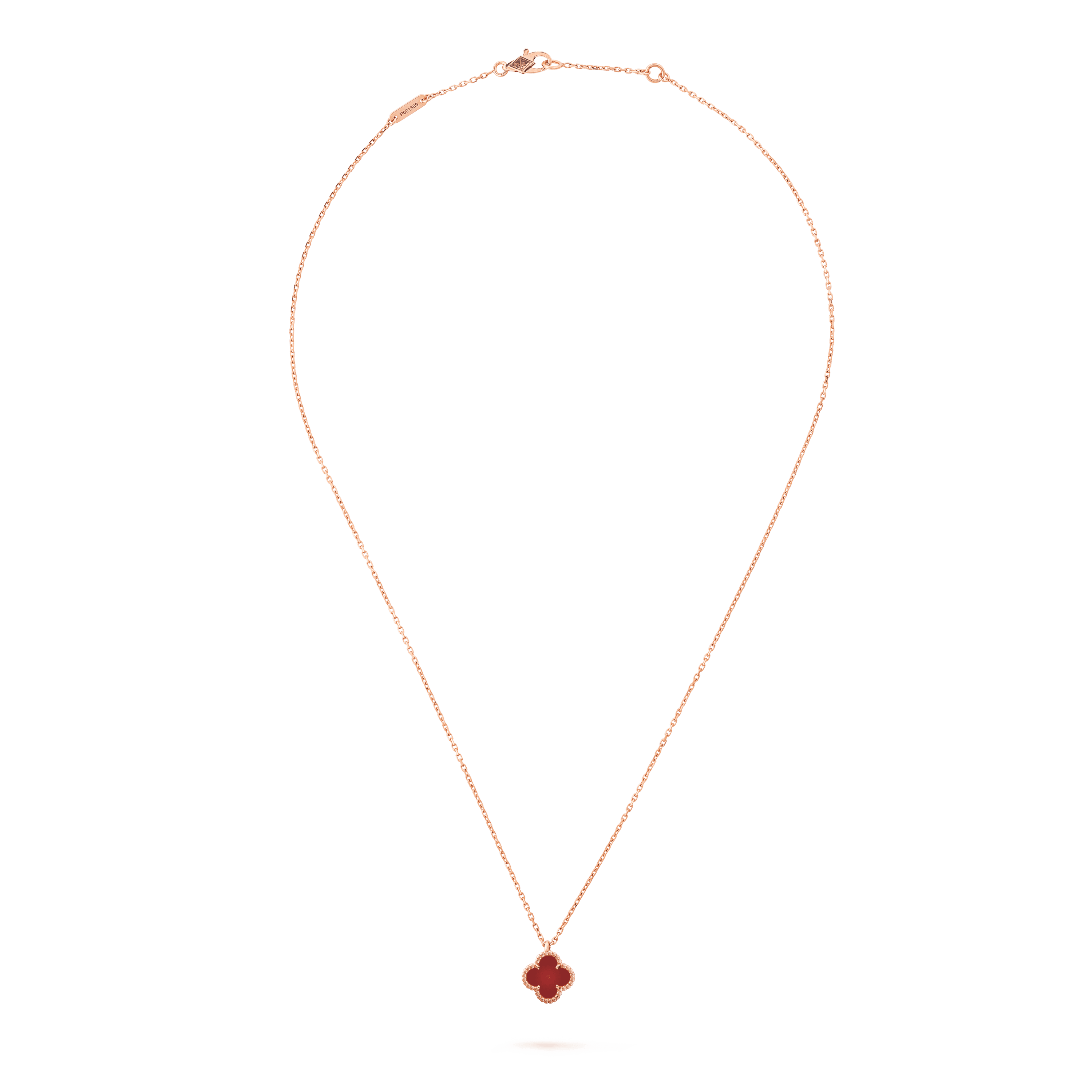 スウィート アルハンブラ ペンダント, ローズ ゴールド, カーネリアン: 1 石, Front, Jewelry Pendent