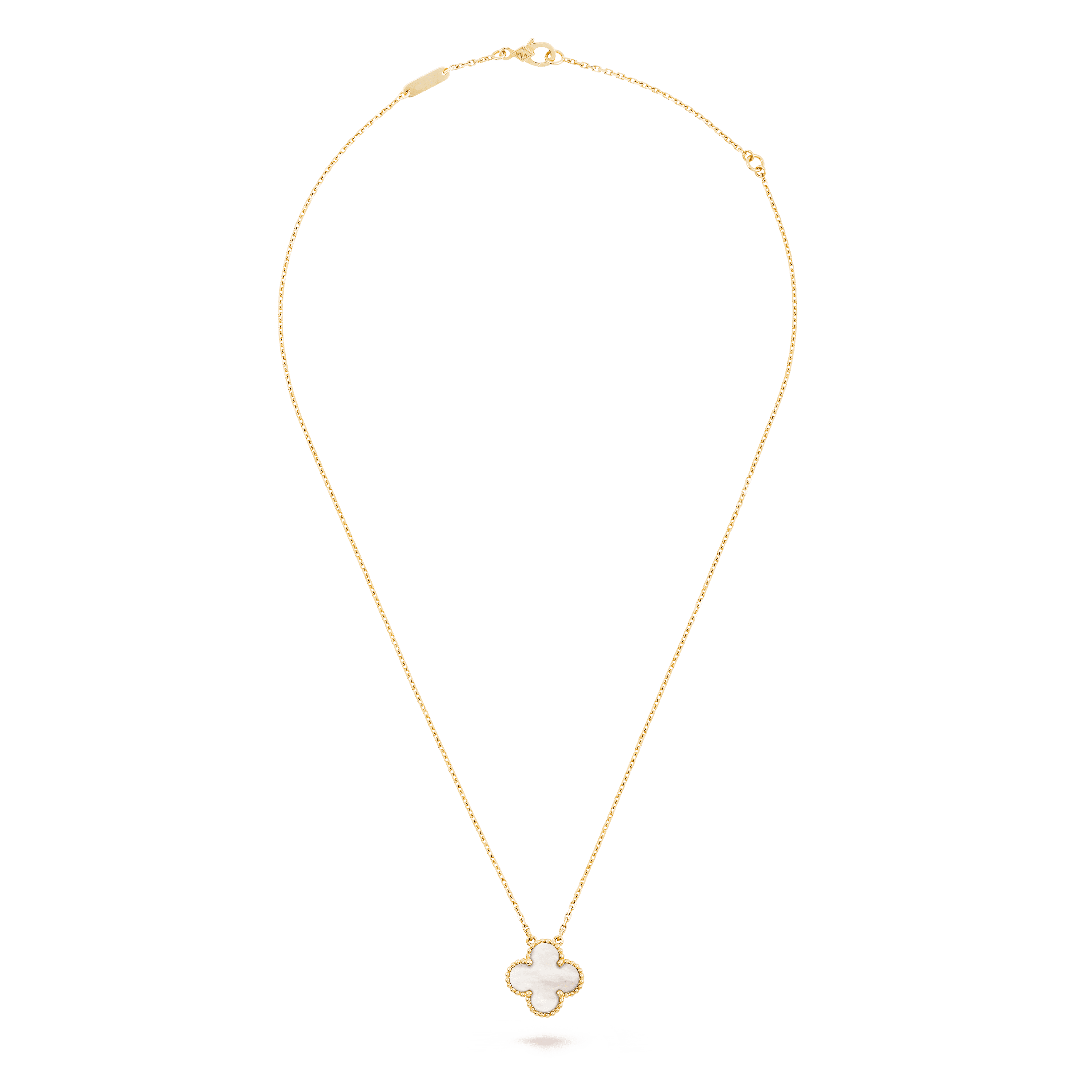 ヴィンテージ アルハンブラ ペンダント, イエローゴールド, マザー オブ パール: 1 石, Front, Jewelry Pendent