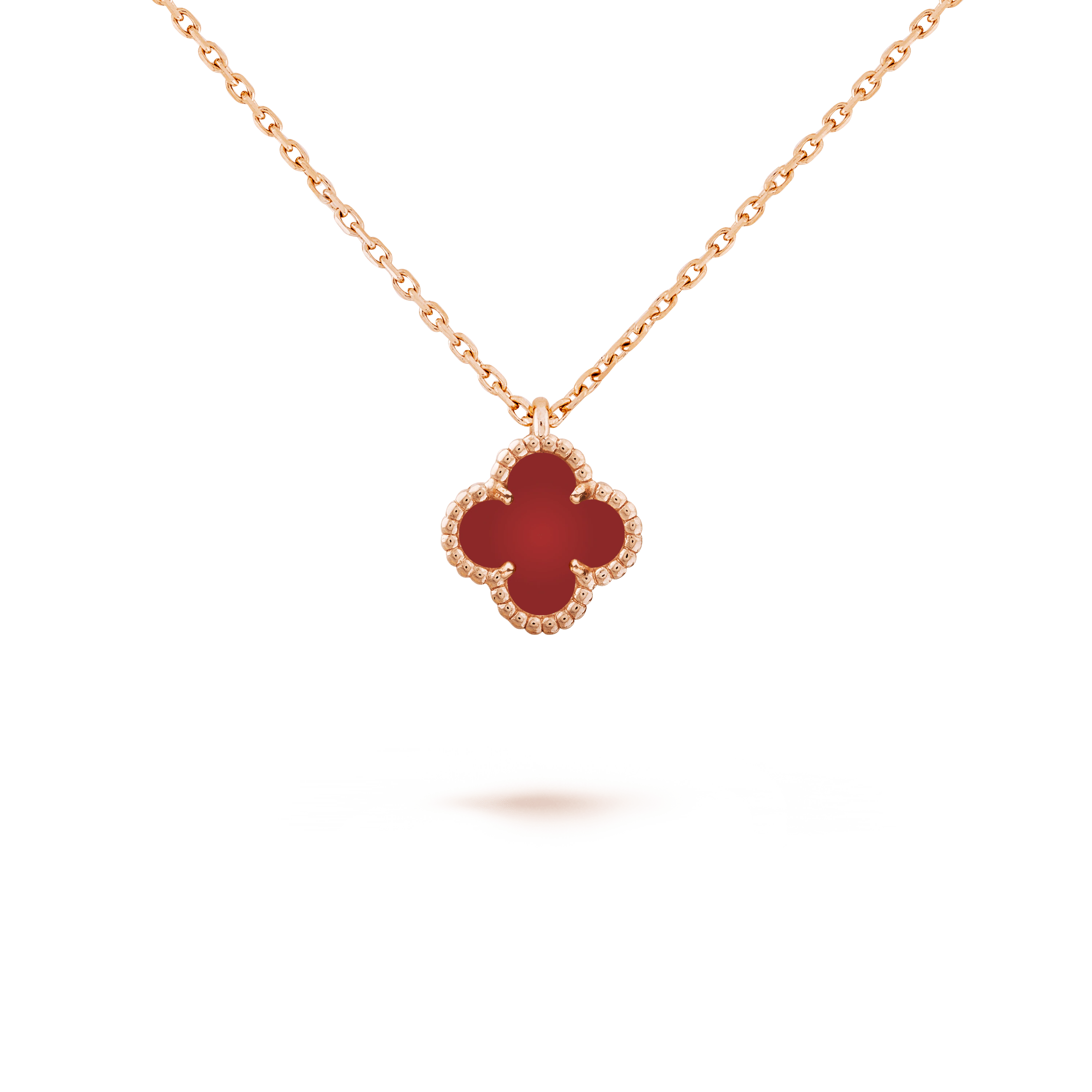 スウィート アルハンブラ ペンダント, ローズ ゴールド, カーネリアン: 1 石, Detail, Jewelry Pendent