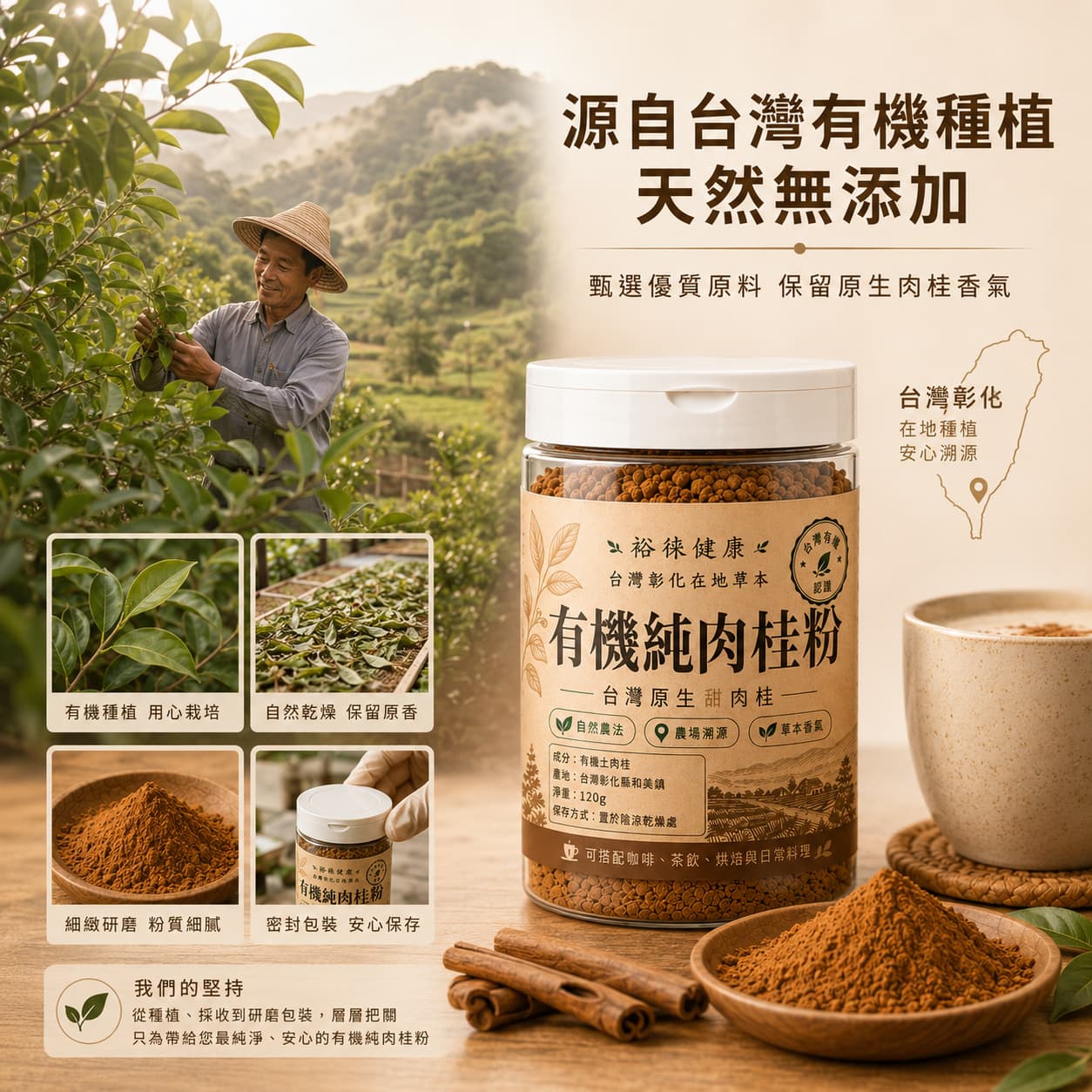 台灣屏東有機肉桂粉
