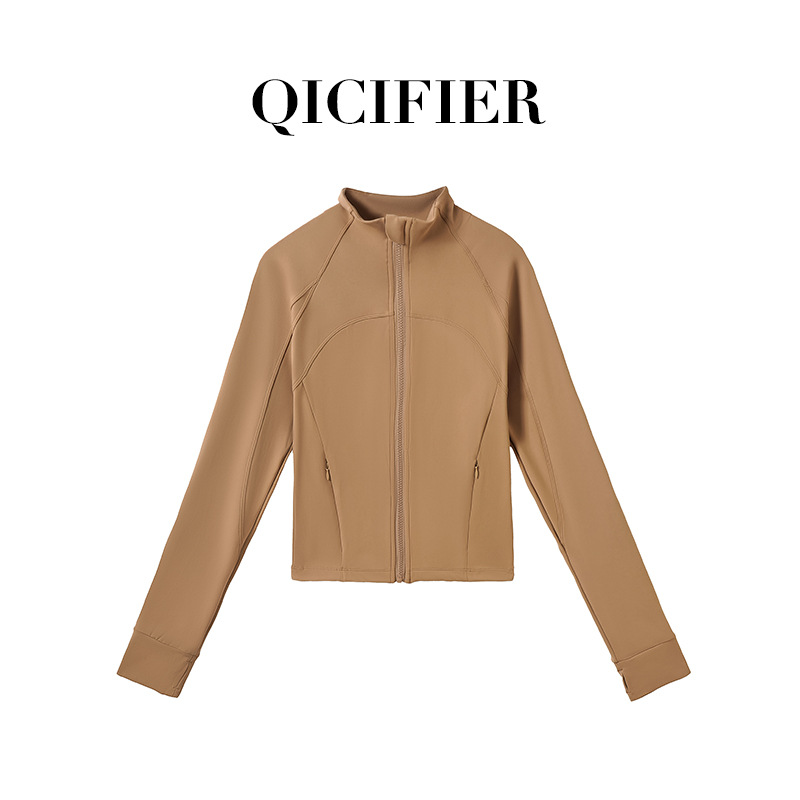 QCFE Ribbed Stand-Collar Fitted Jacket SY2610