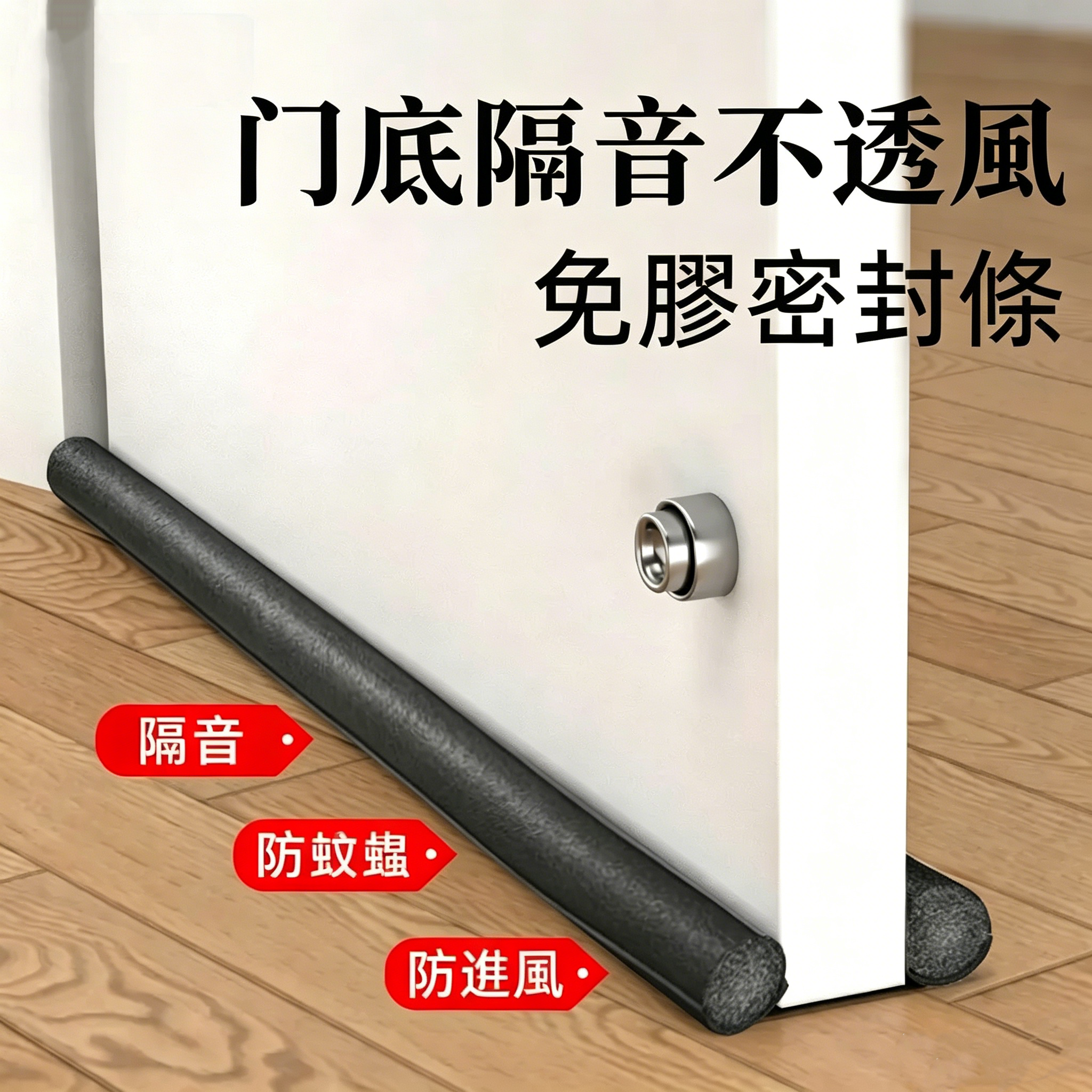 門縫門底密封條防風防蟲隔音免膠帶海綿條