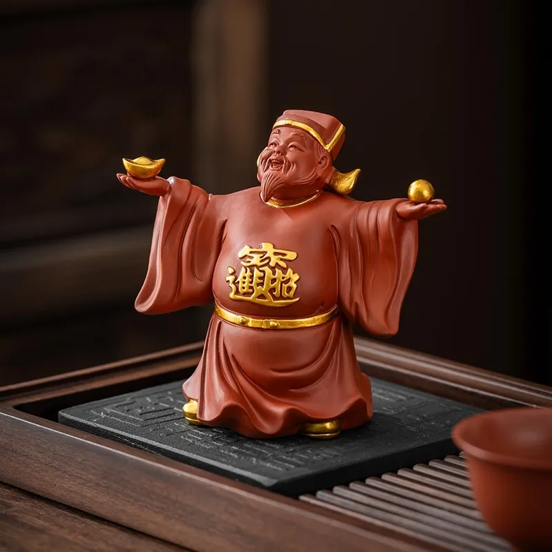 創意描金財神爺招財茶寵