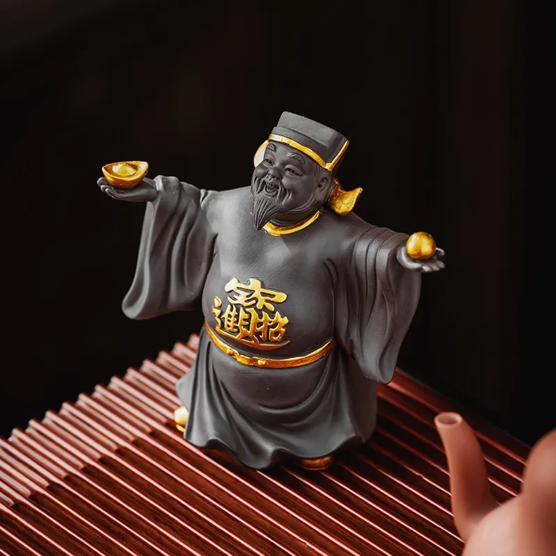 創意描金財神爺招財茶寵