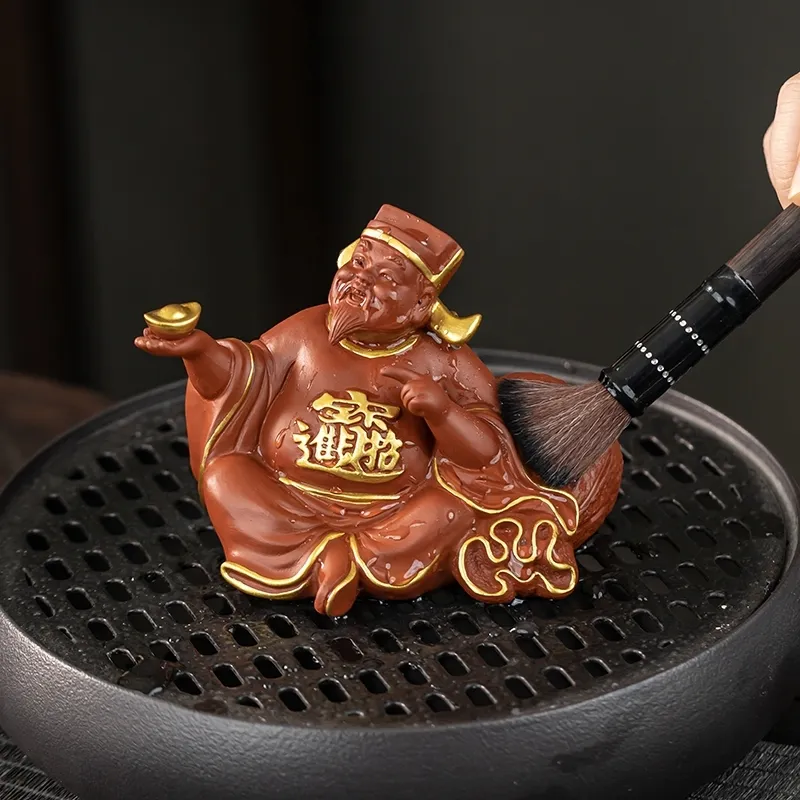 創意描金財神爺招財茶寵