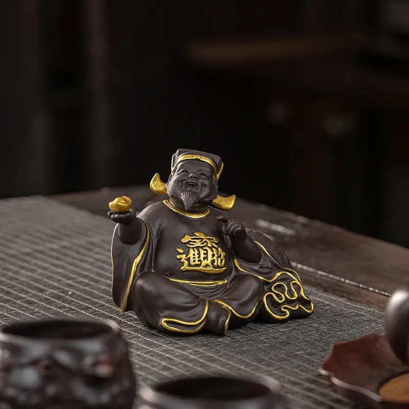 創意描金財神爺招財茶寵