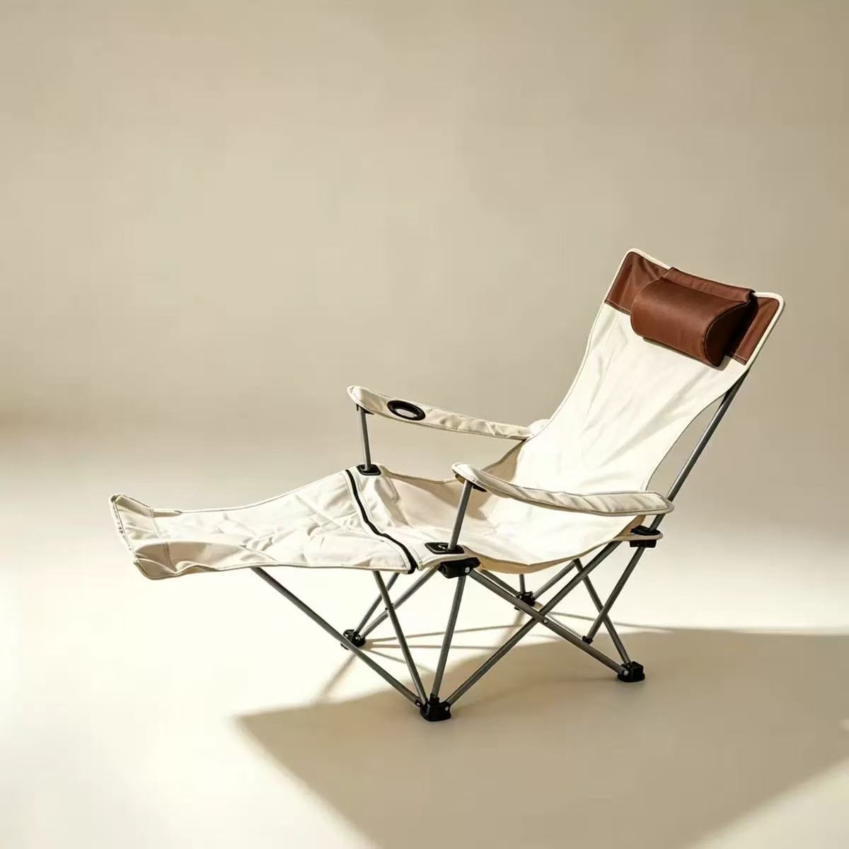 Outdoor folding lounge chair with adjustable beach chair