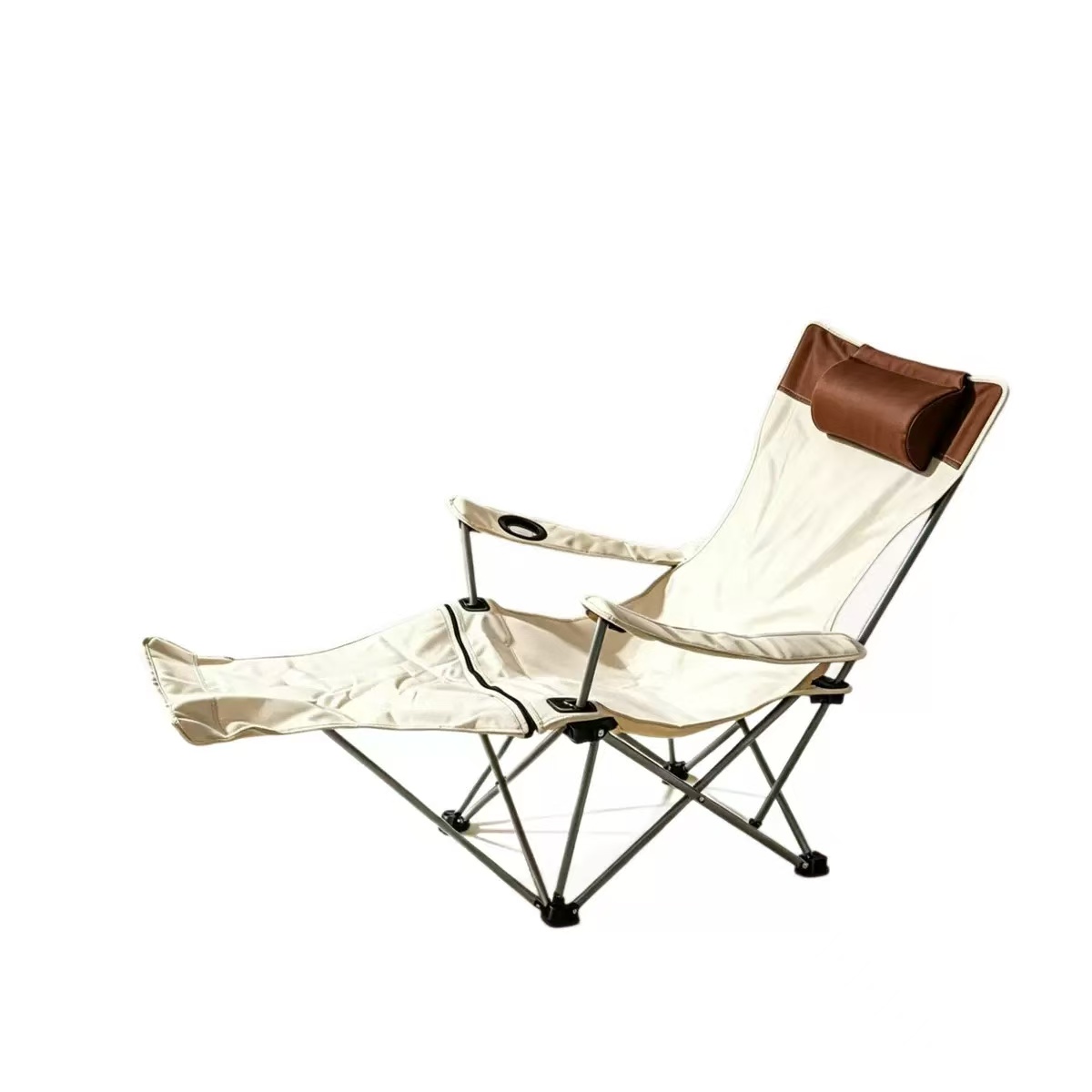 Outdoor folding lounge chair with adjustable beach chair