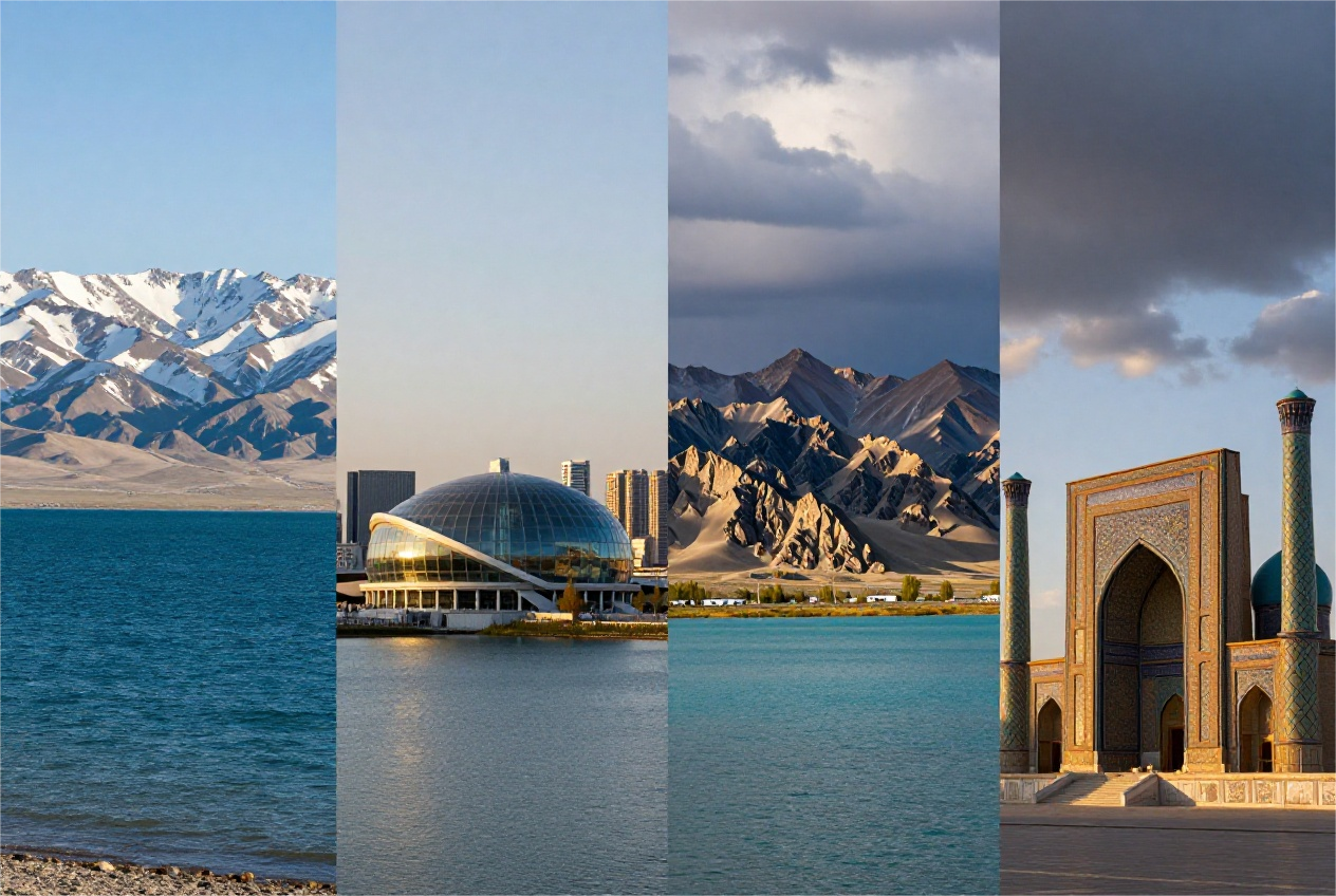 Central Asia travel eSIM data plan for 4 destinations