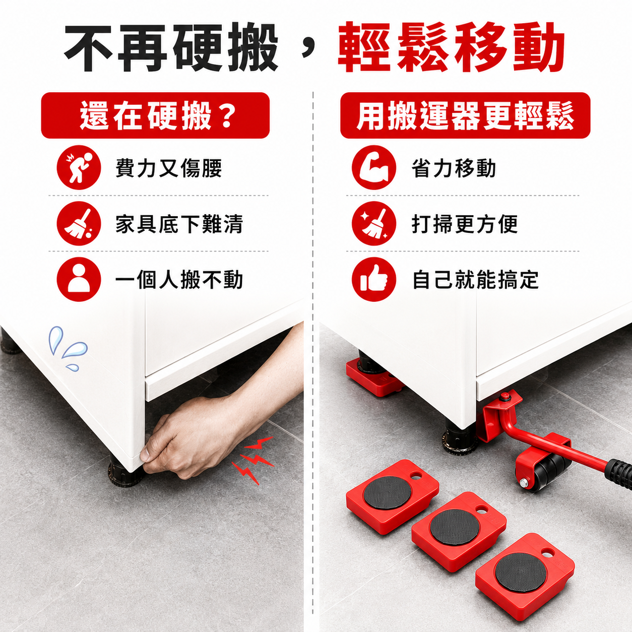360°萬向家具搬運神器｜一人輕鬆搬動大型家具｜貨到付款