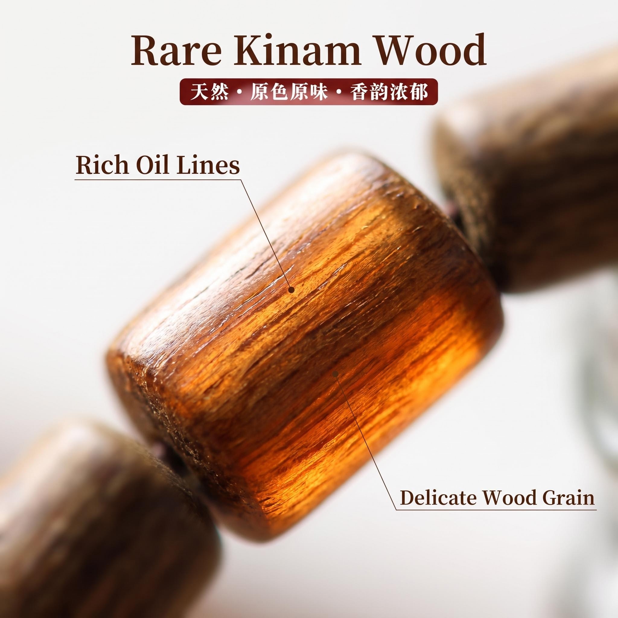 5MM Single-Circle Purple Kinam Agarwood Barrel Beads Bracelet
