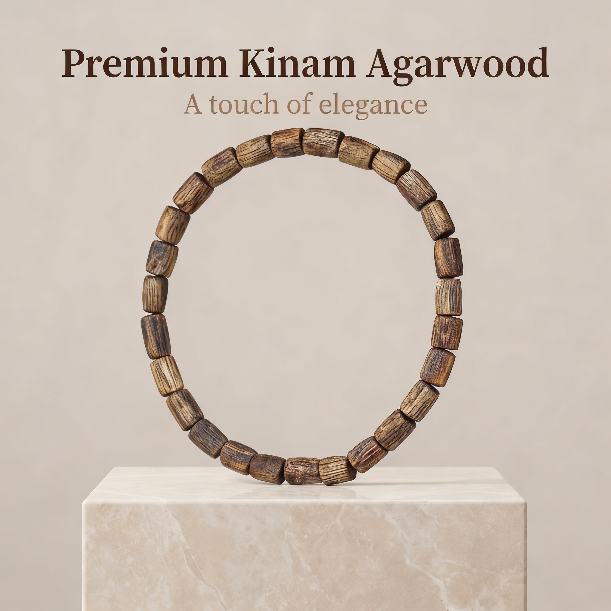 5MM Single-Circle Purple Kinam Agarwood Barrel Beads Bracelet
