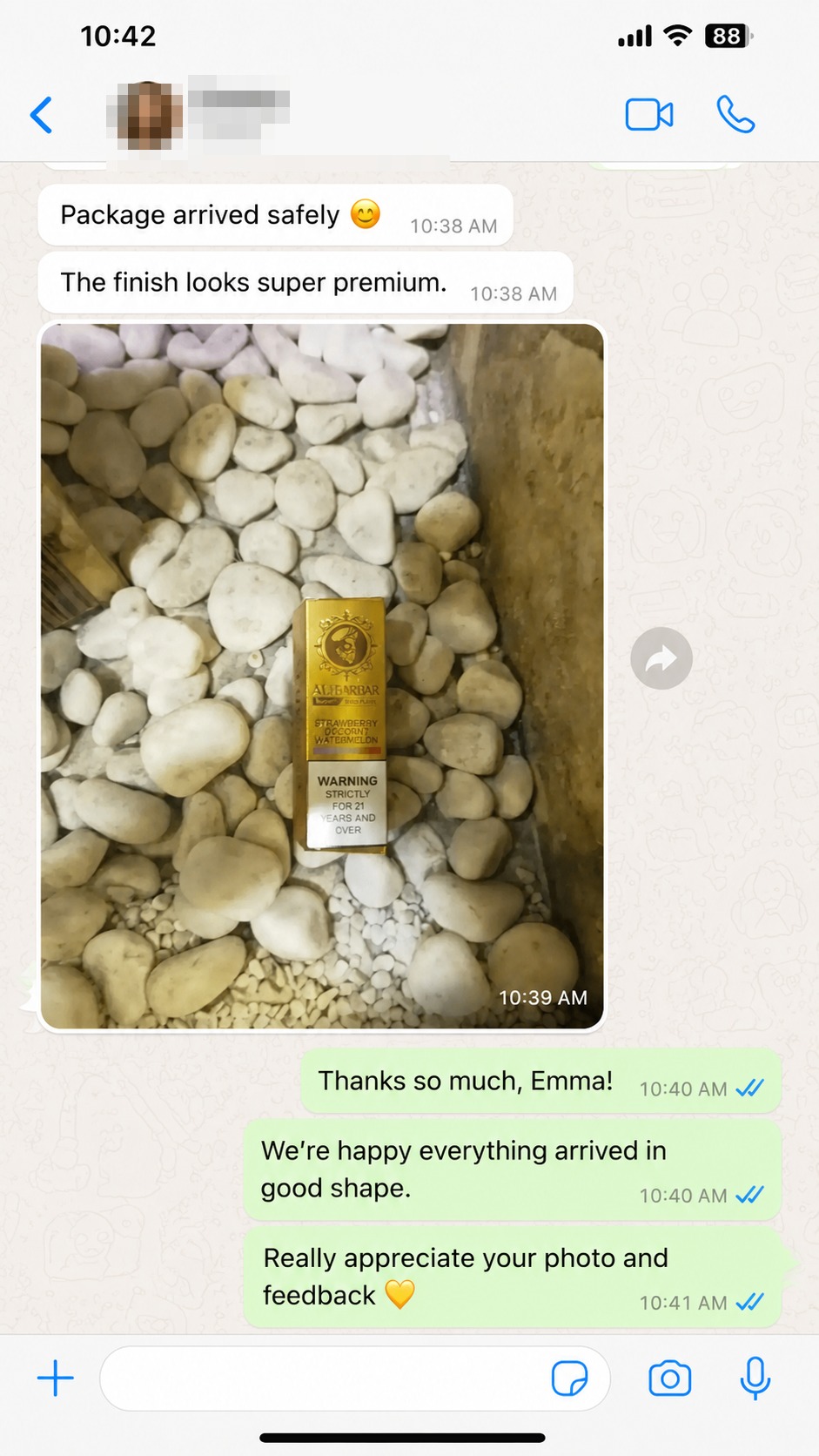 Customer delivery feedback screenshot 6