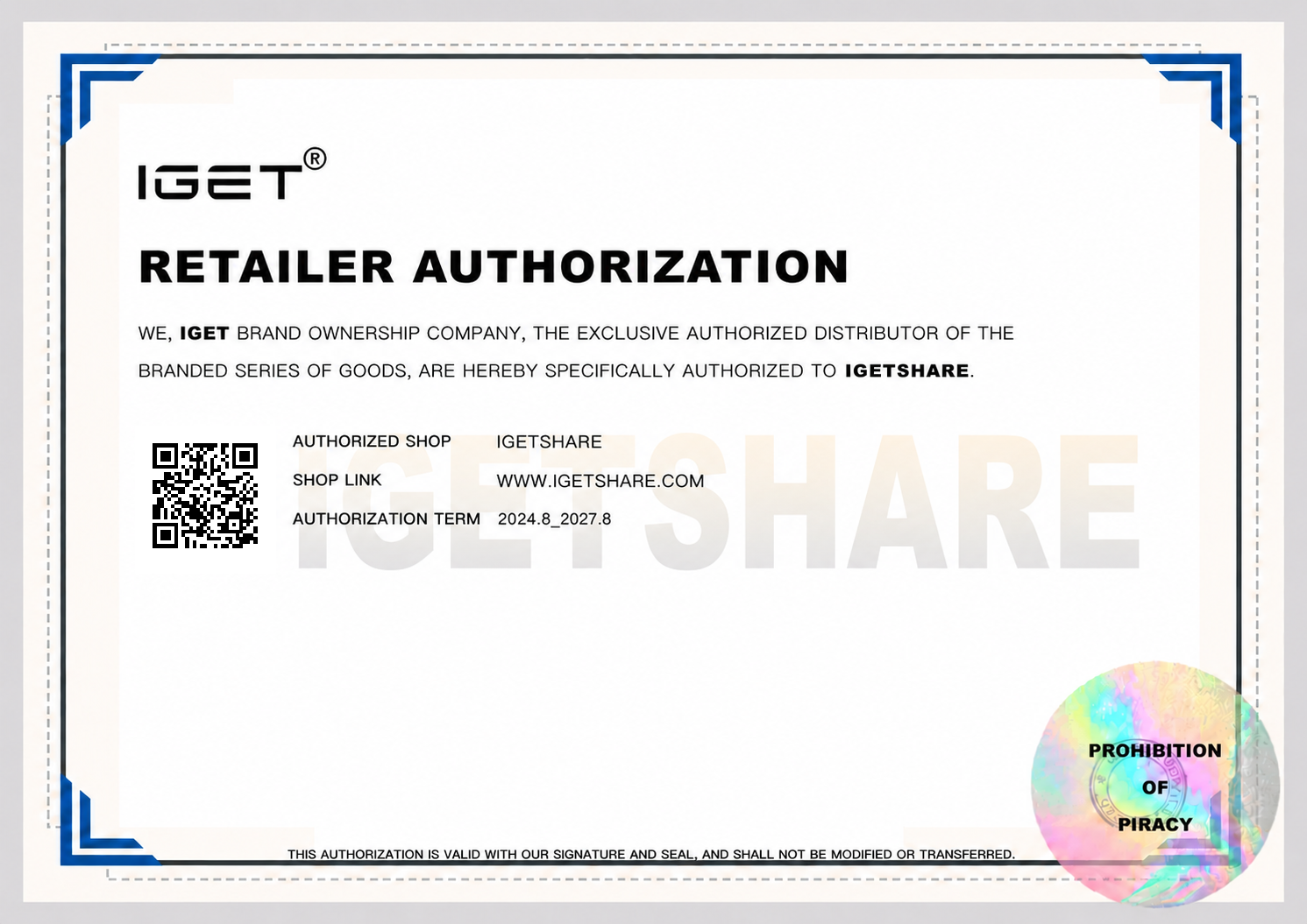 Official Retailer Authorization
