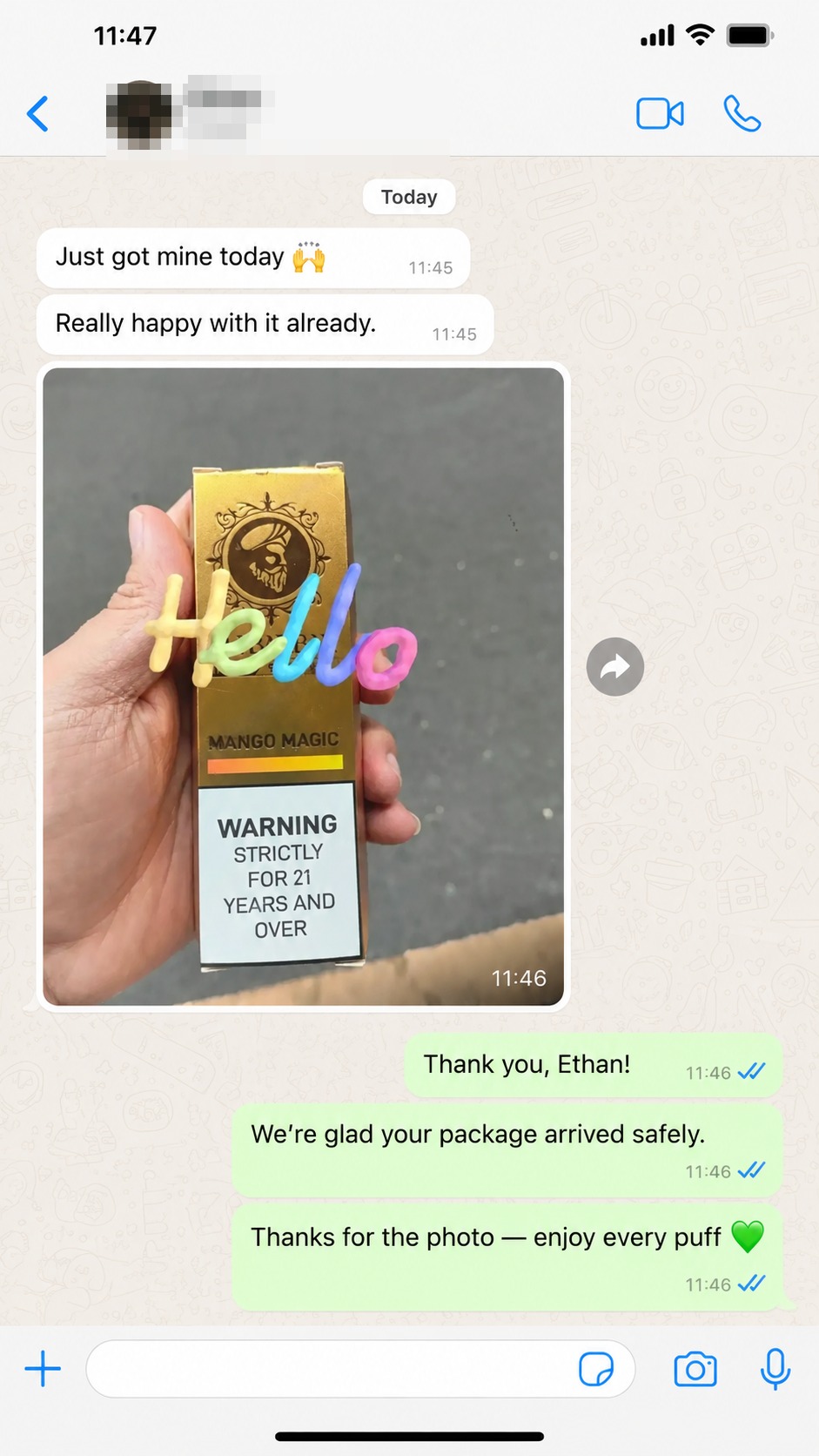 Customer delivery feedback screenshot 5